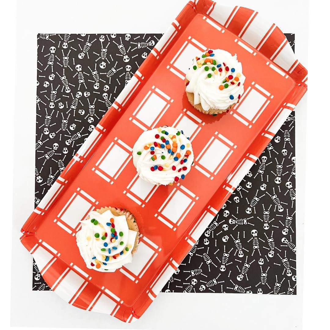 Orange Plaid Gingham Reusable Melamine Party Tray