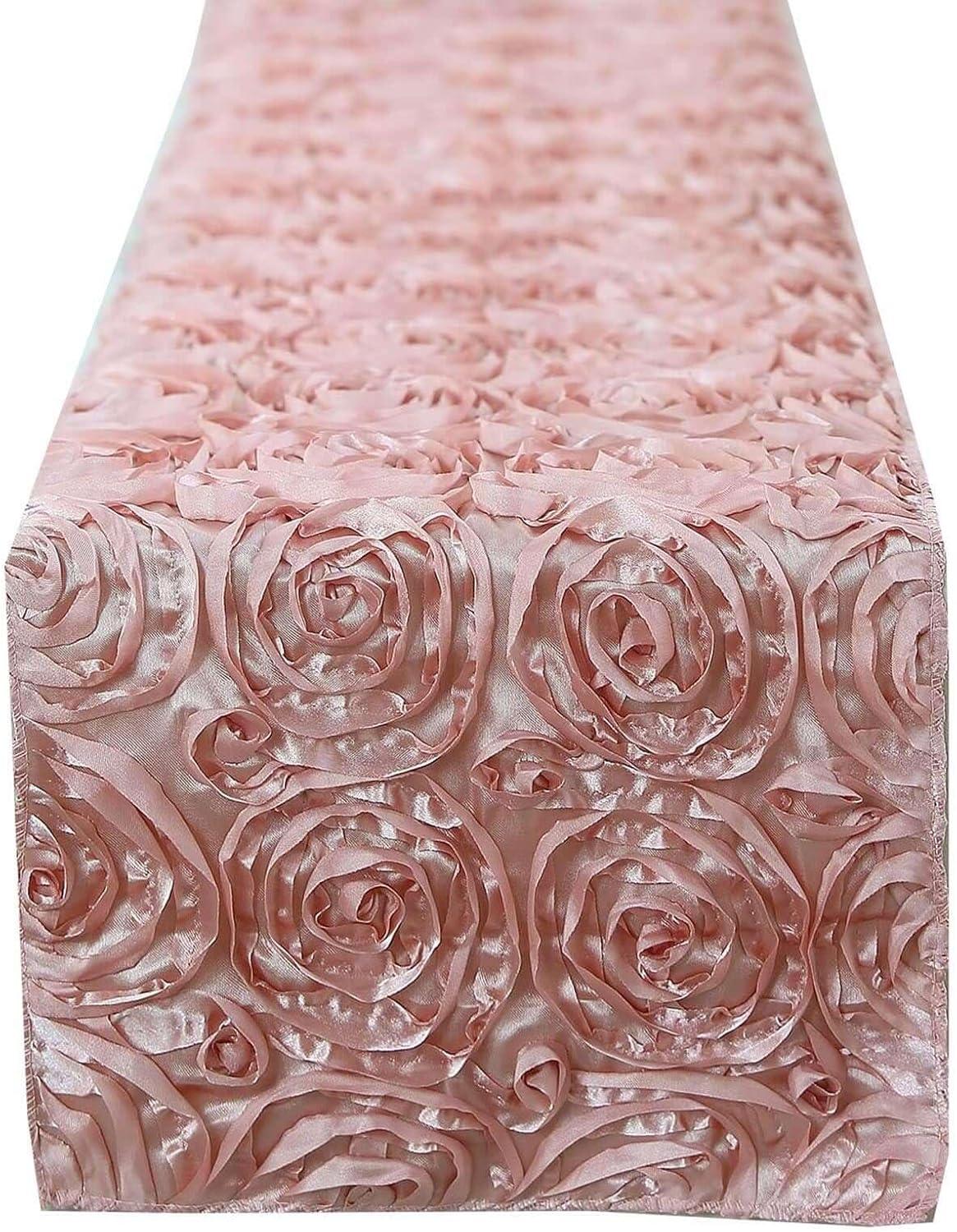 Efavormart Wonderland Rosette Premium Table Runners For Weddings Party Banquets Decor Fit Rectangle and Round Table - Dusty Rose