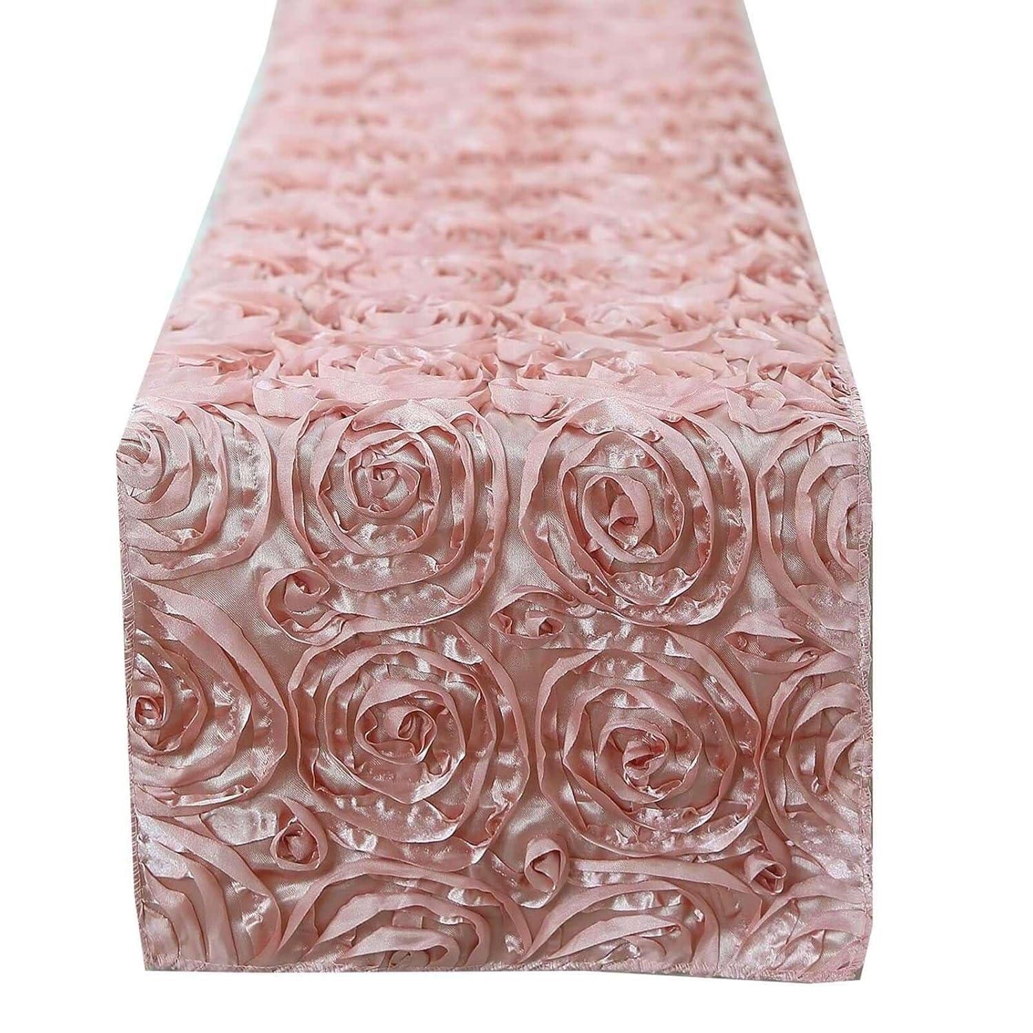 Efavormart Wonderland Rosette Premium Table Runners For Weddings Party Banquets Decor Fit Rectangle and Round Table - Dusty Rose