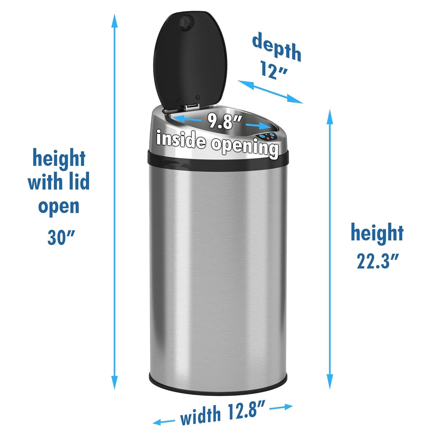 iTouchless Stainless Steel 8 Gallon Motion Sensor Trash Can