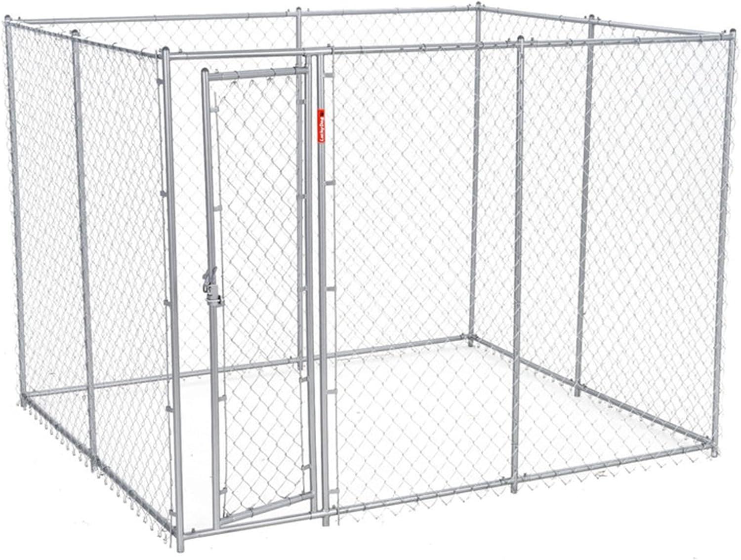 Lucky Dog 2-in-1 Size Galvanized Chain Link Kennel - Silver - CL 61528EZ