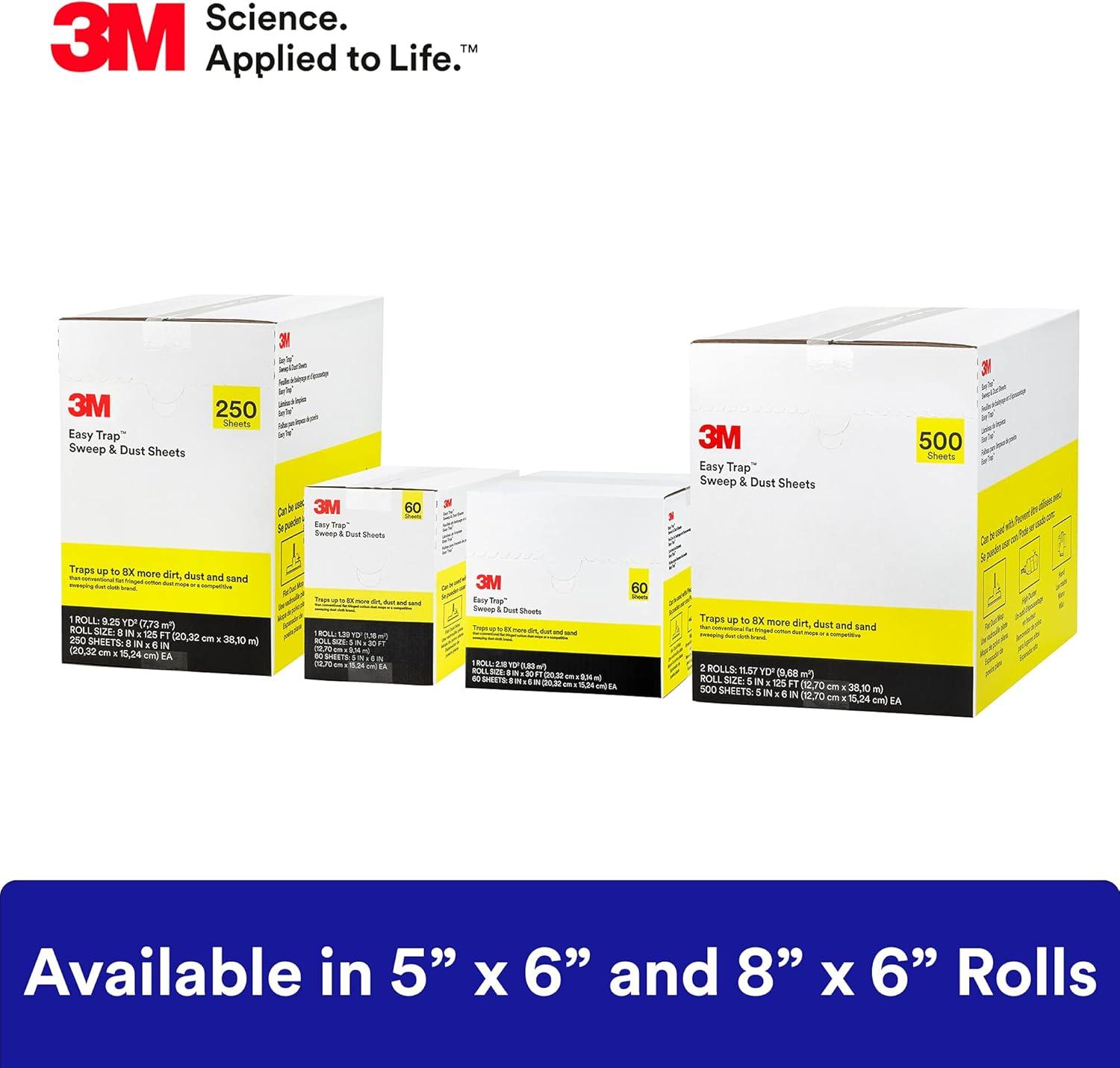 3M 55654W Easy Trap 8 in. x 125 ft. Sweep and Dust Sheets - White (1/Carton)