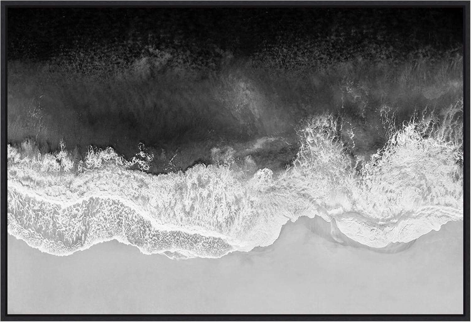 Amanti Art Waves in Black and White by Maggie Olsen Framed Canvas Wall Art