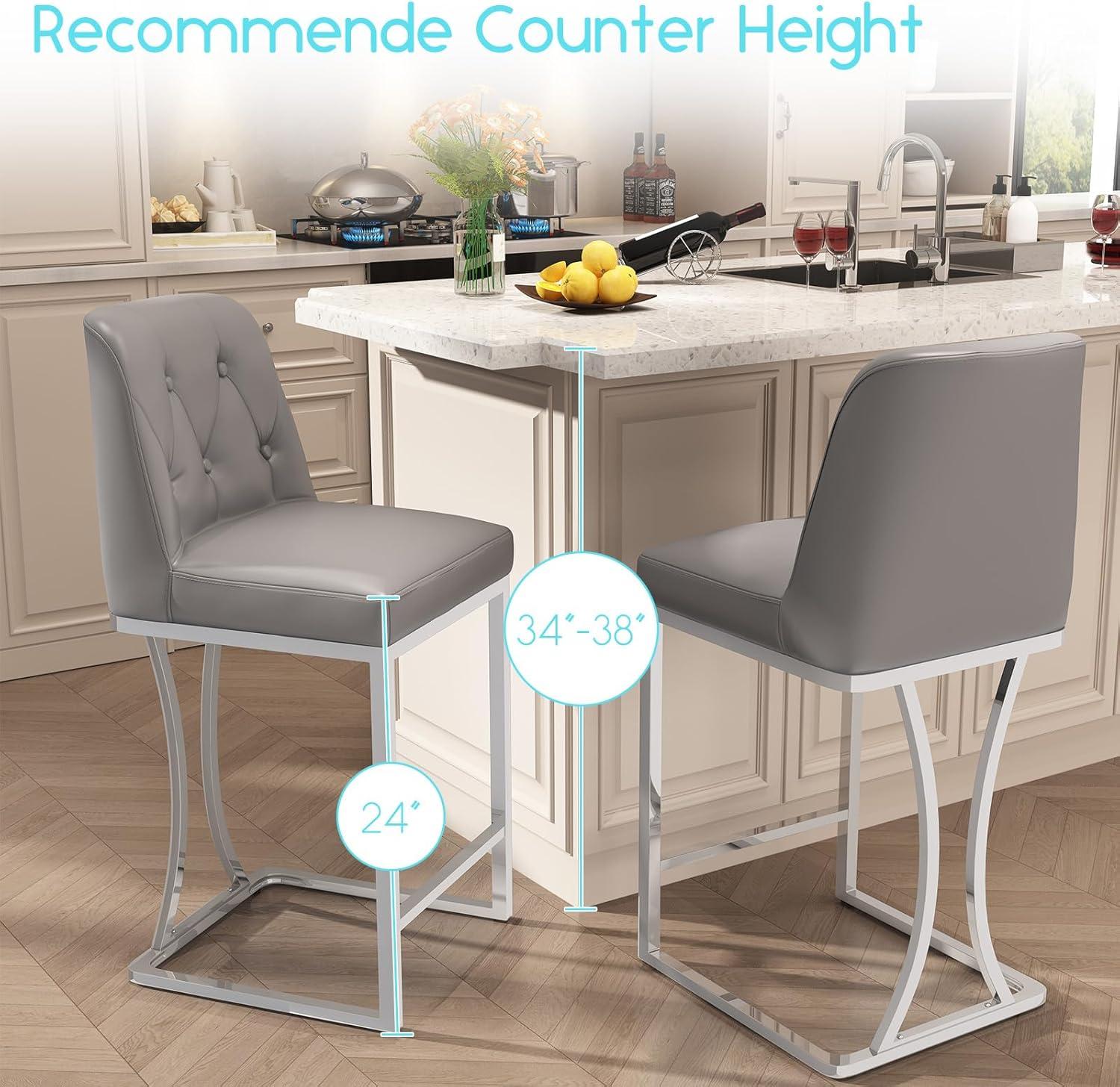 Mercer41 24" Counter Height Bar Stools with Back Kitchen Island Stools