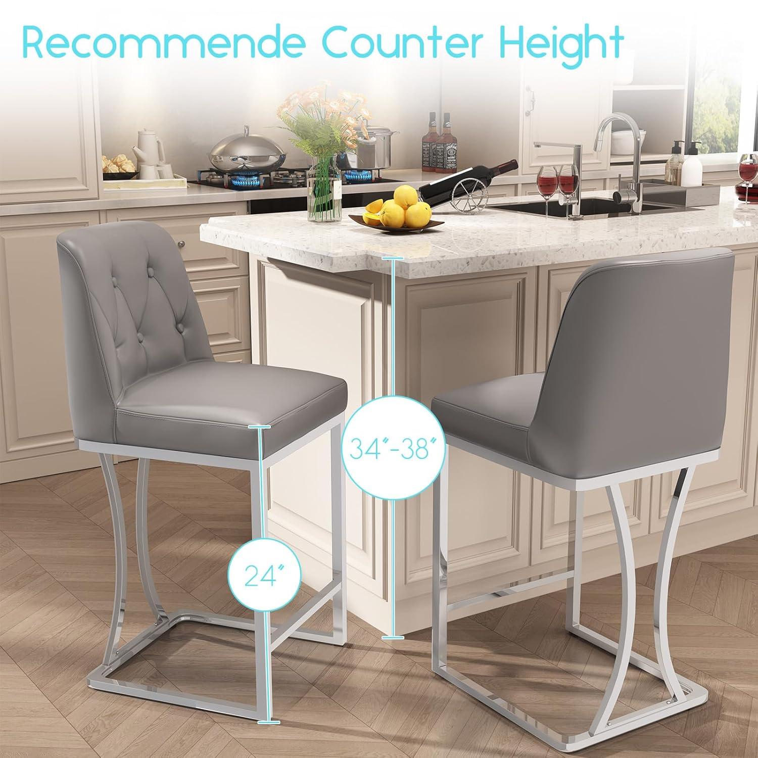 Mercer41 24" Counter Height Bar Stools with Back Kitchen Island Stools