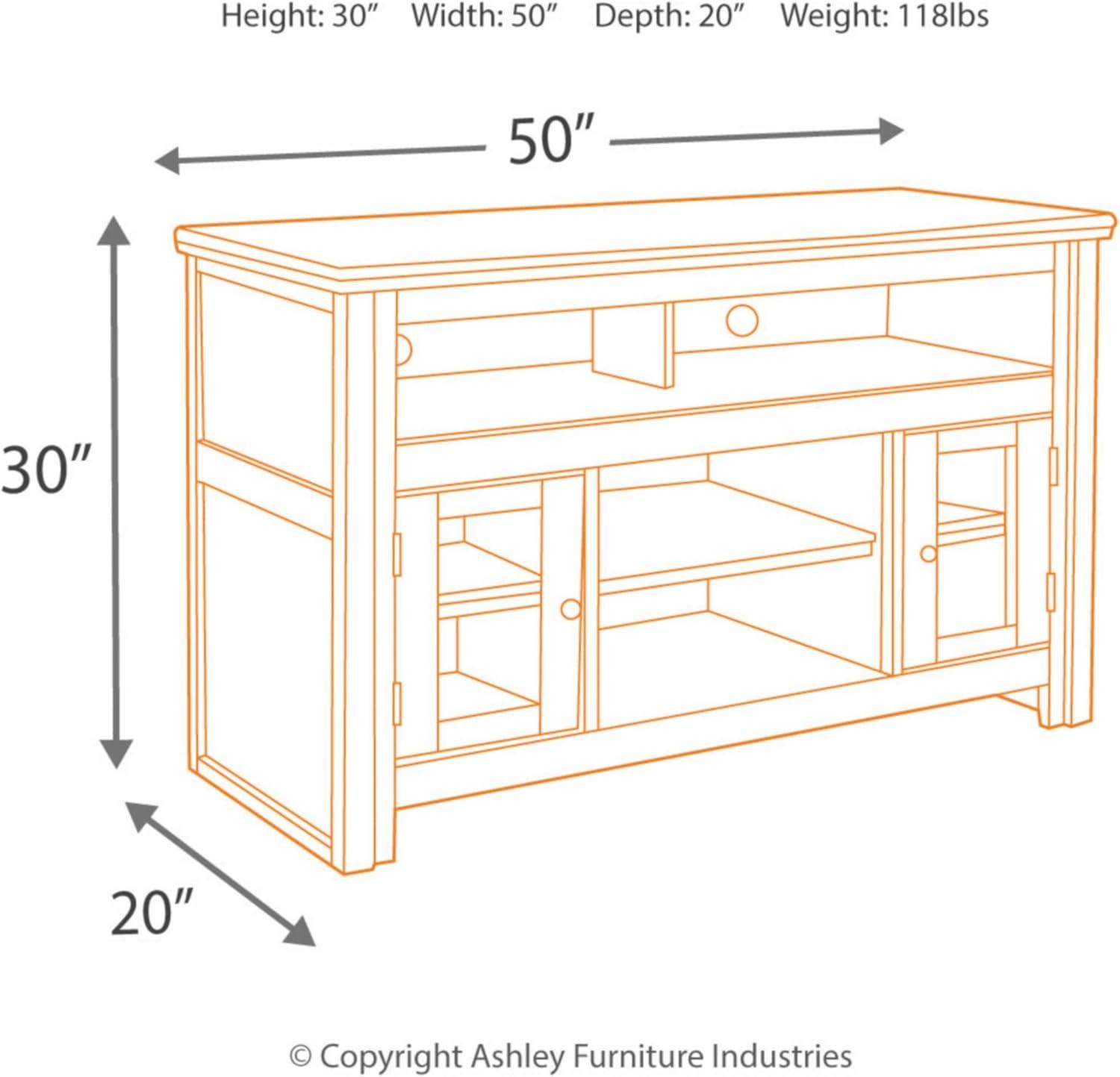 Reddish Brown 50" Transitional TV Stand with Glass Cabinet Doors