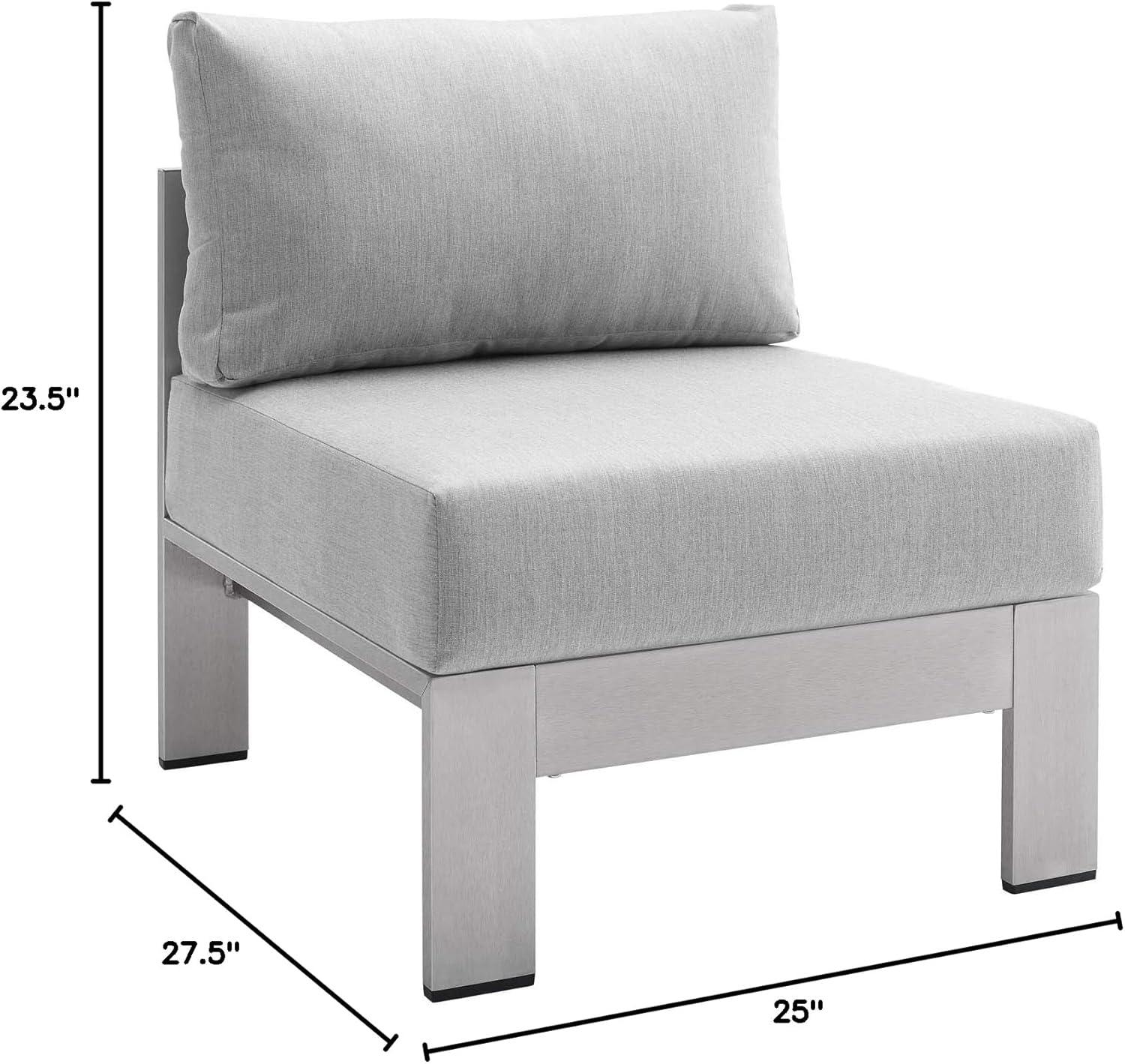 Gray Aluminum Outdoor Armless Slipper Chair