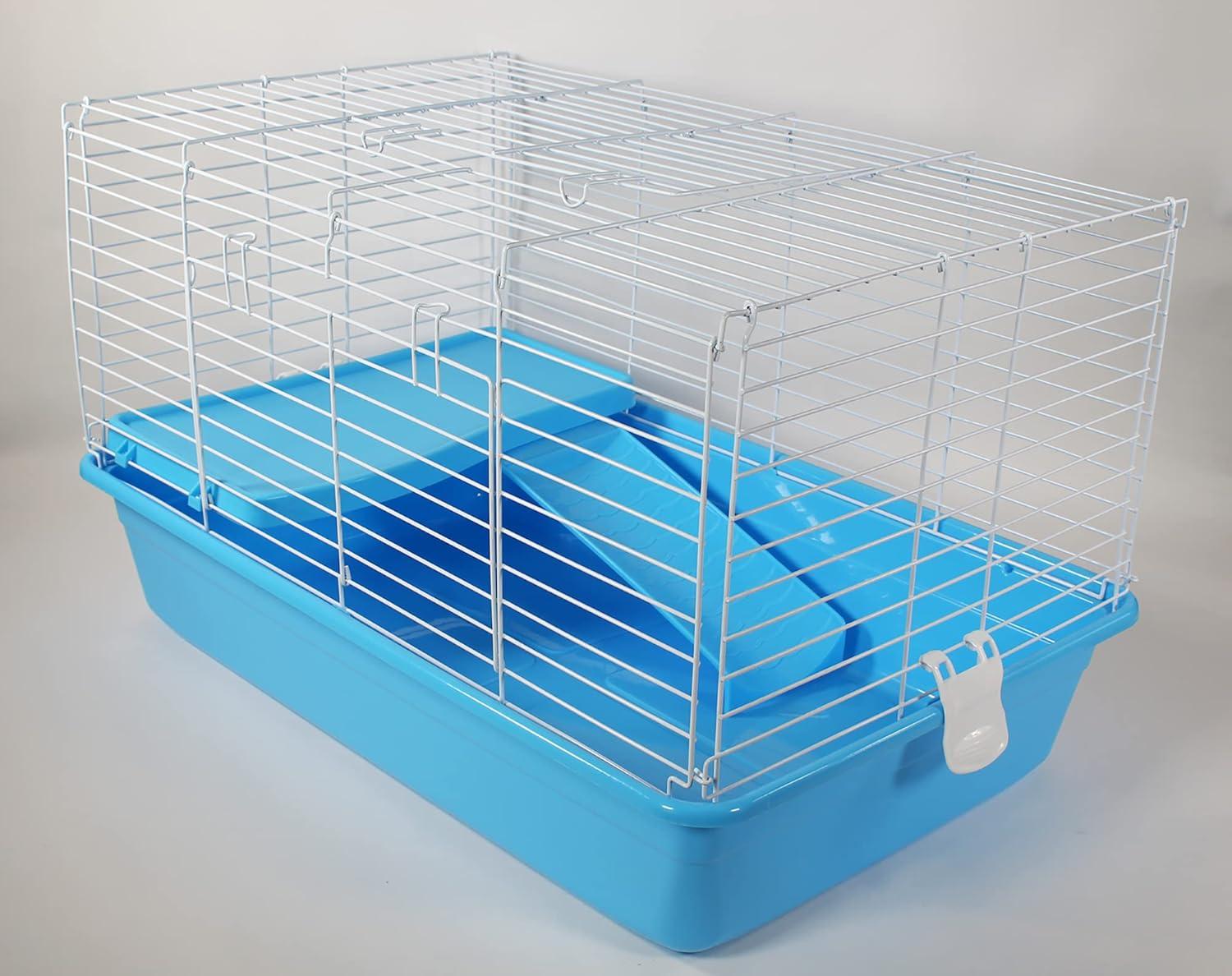 Blue and White Multi-Level Small Animal Cage with Ramp