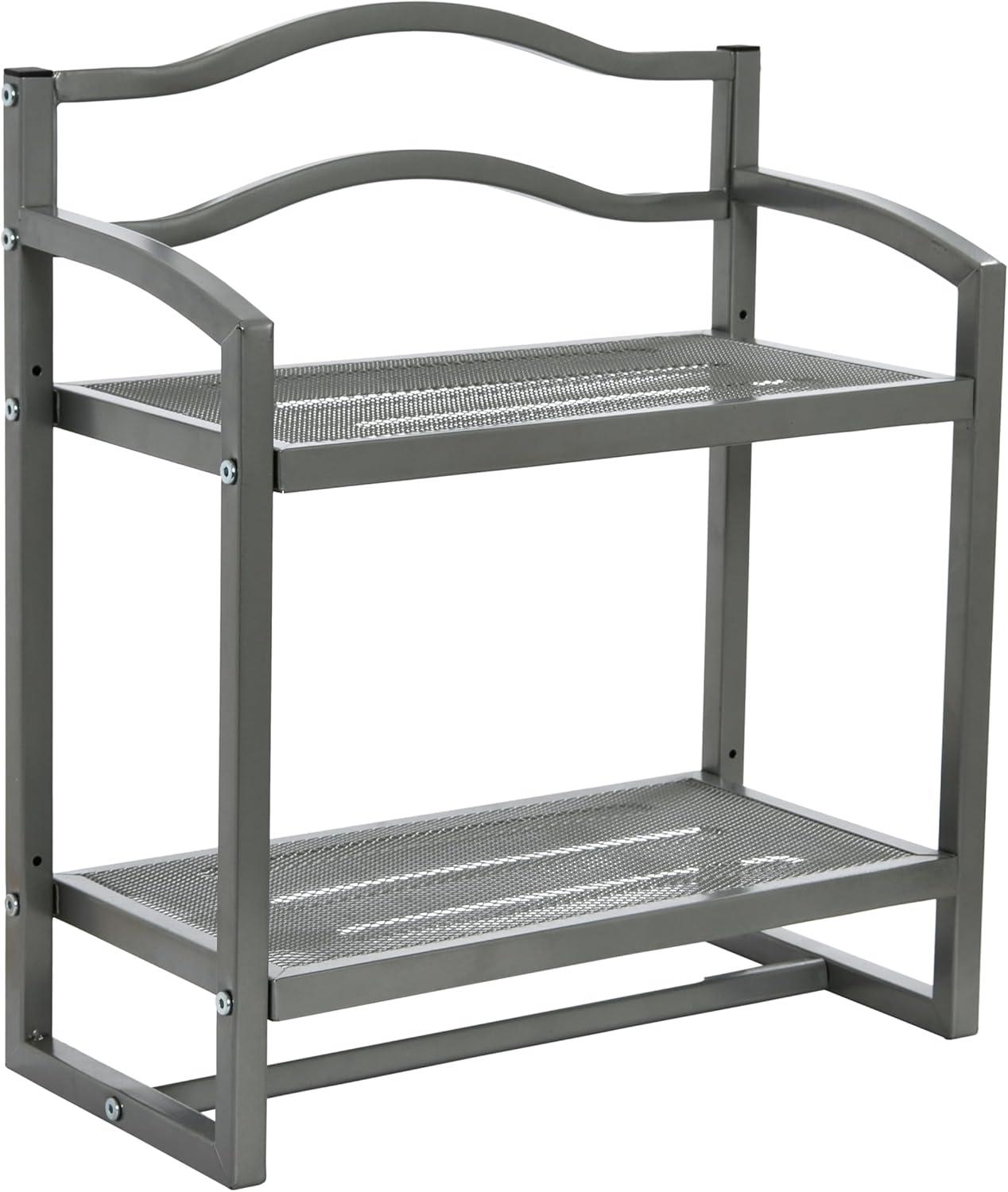 Household Essentials 2 Tier Metal Wall Mount Bathroom Storage Rack Silver