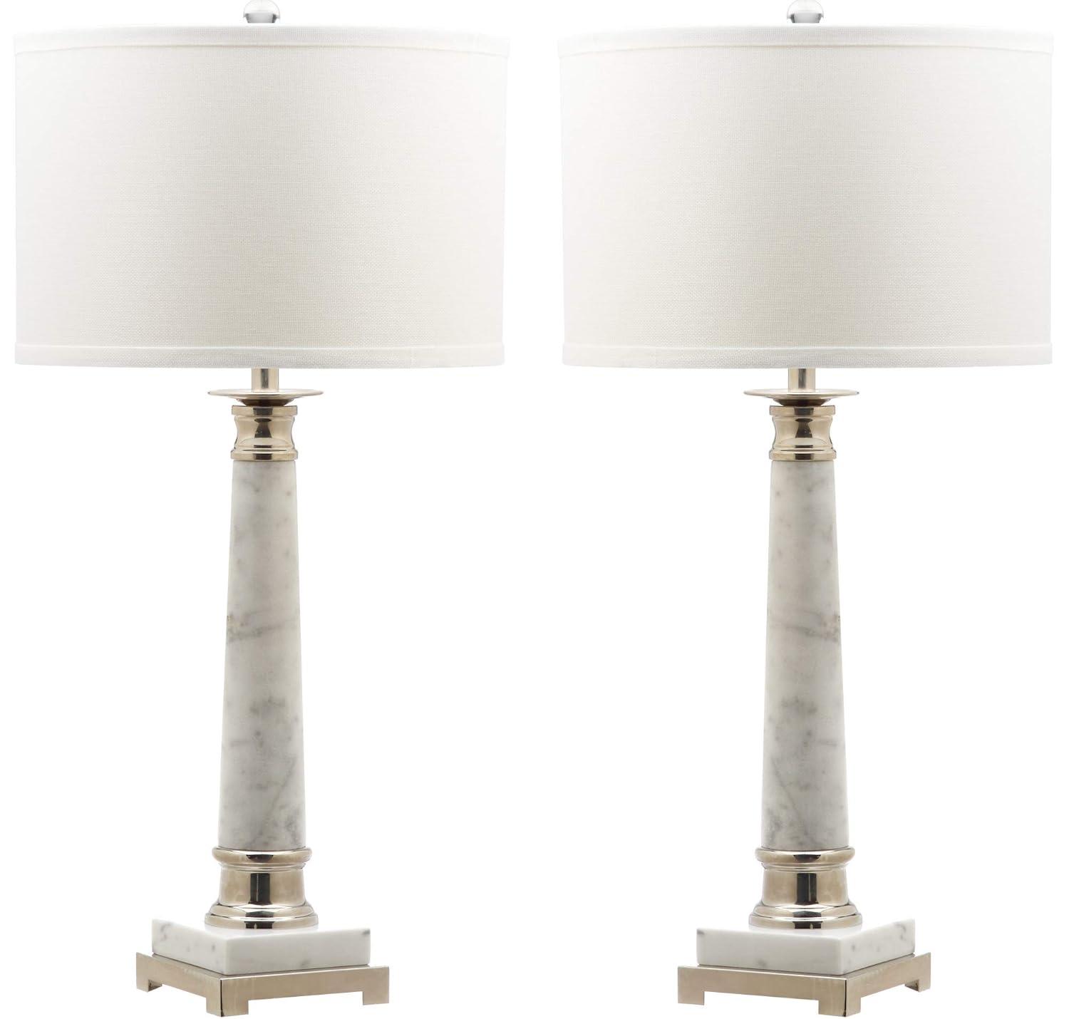 Colleen 31 Inch H Table Lamp (Set of 2) - White Marble - Safavieh