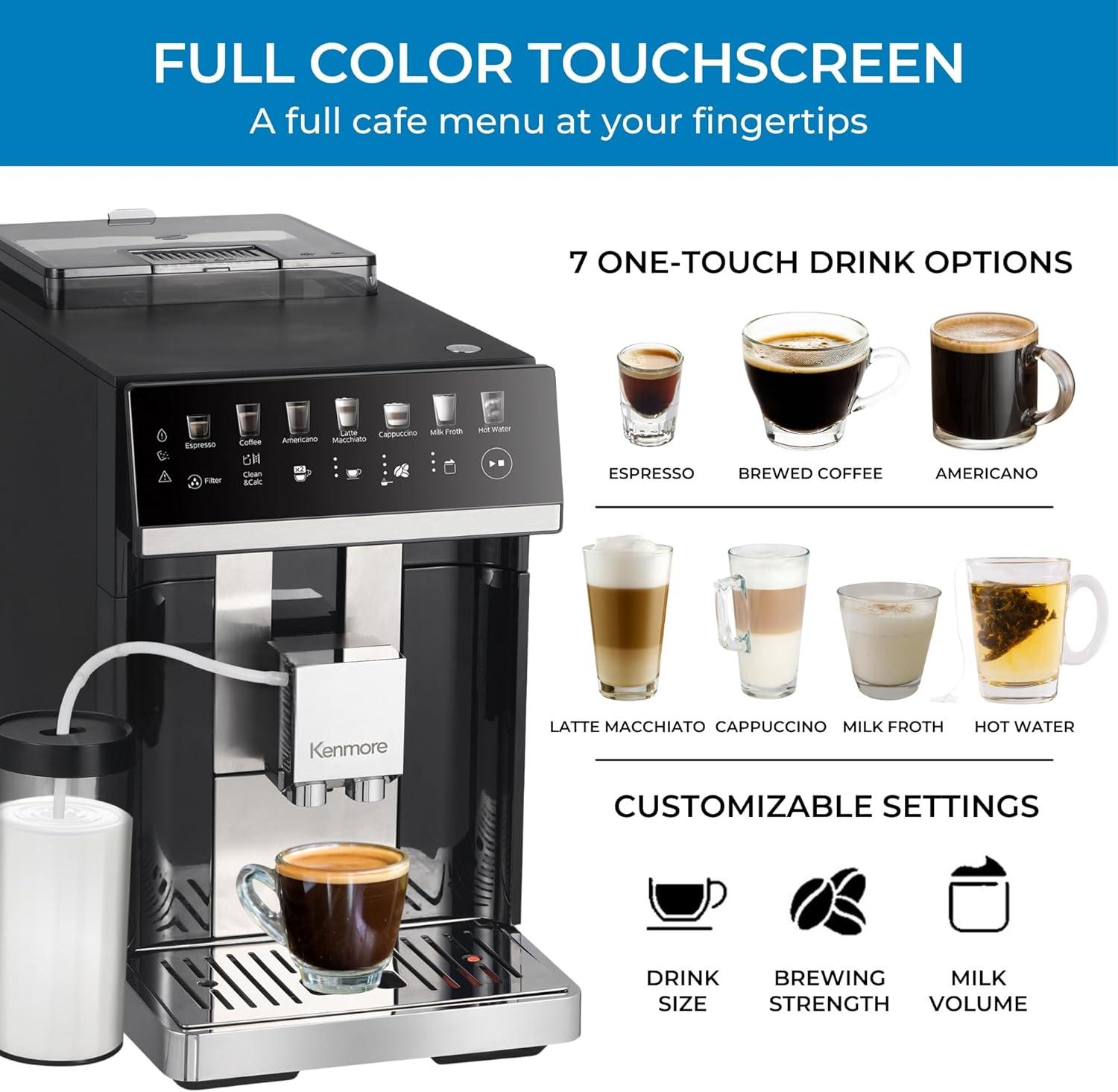 Kenmore Kenmore Super Automatic Espresso Machine with Dual Cream System Milk Frother & Grinder