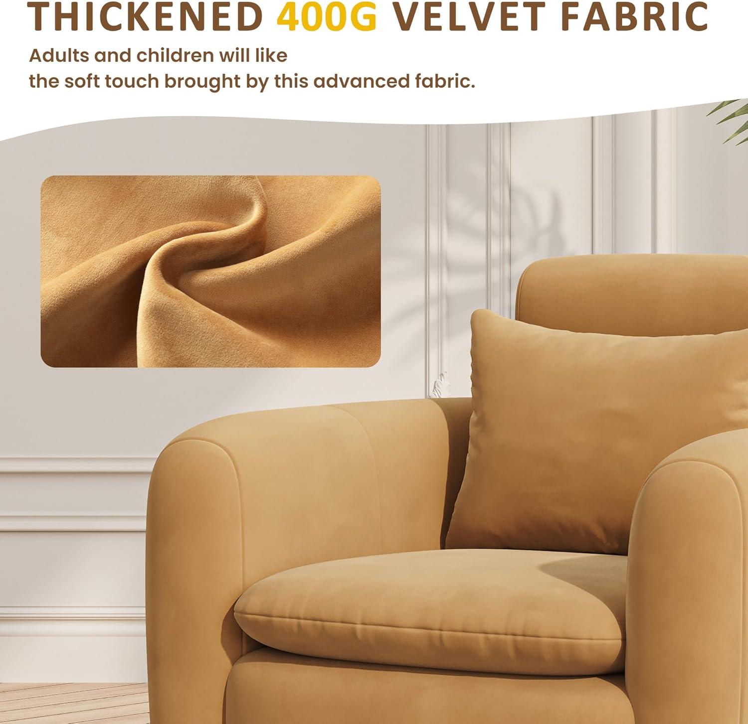 Oversized Camel Brown Velvet Swivel Barrel Accent Chair