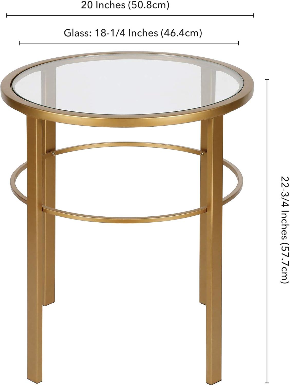 Evelyn&Zoe Gaia 20" Wide Round Side Table, Brass