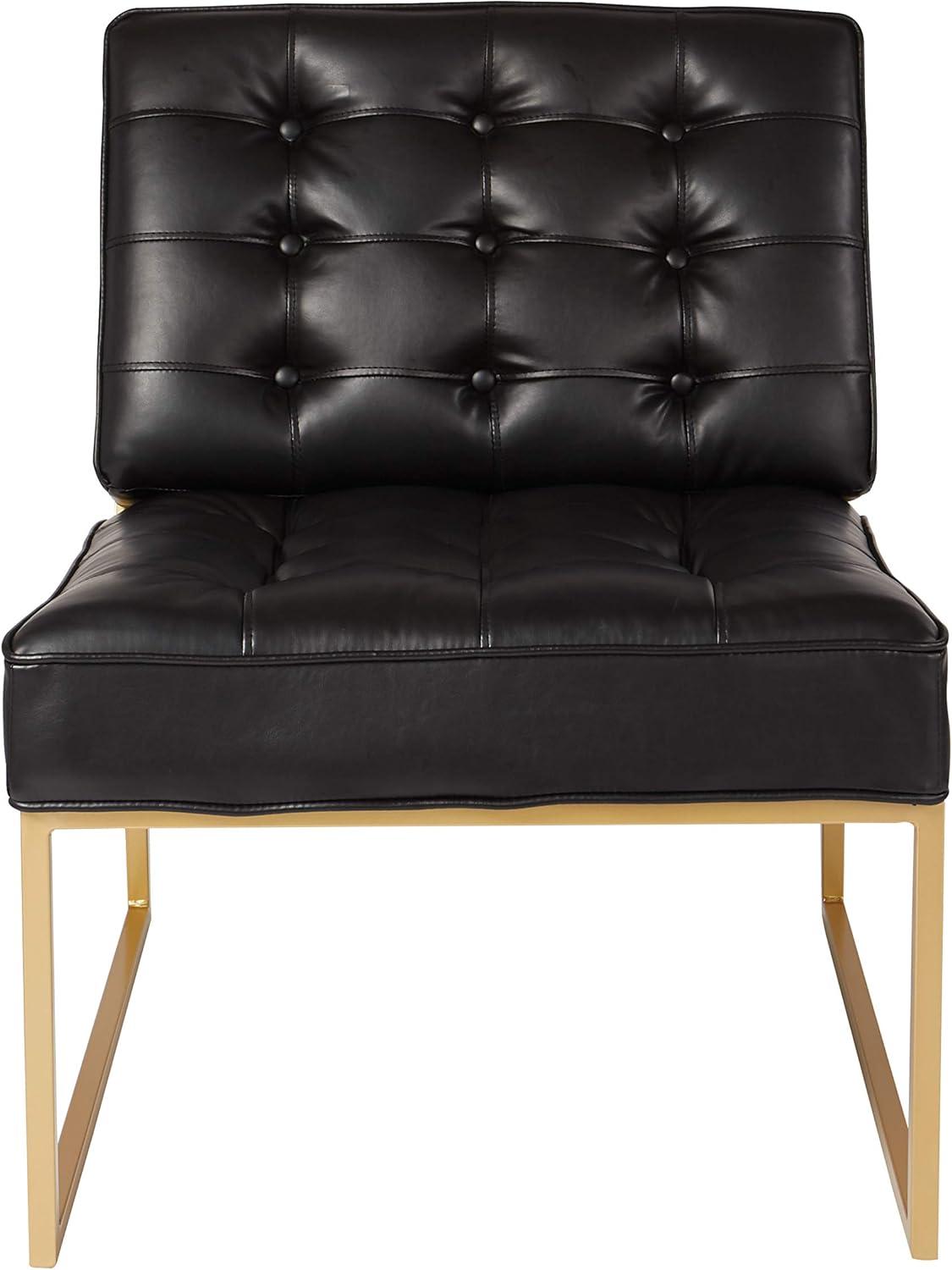 OSP Home Furnishings Anthony Chair in Black Faux Leather with Coated Gold Frame