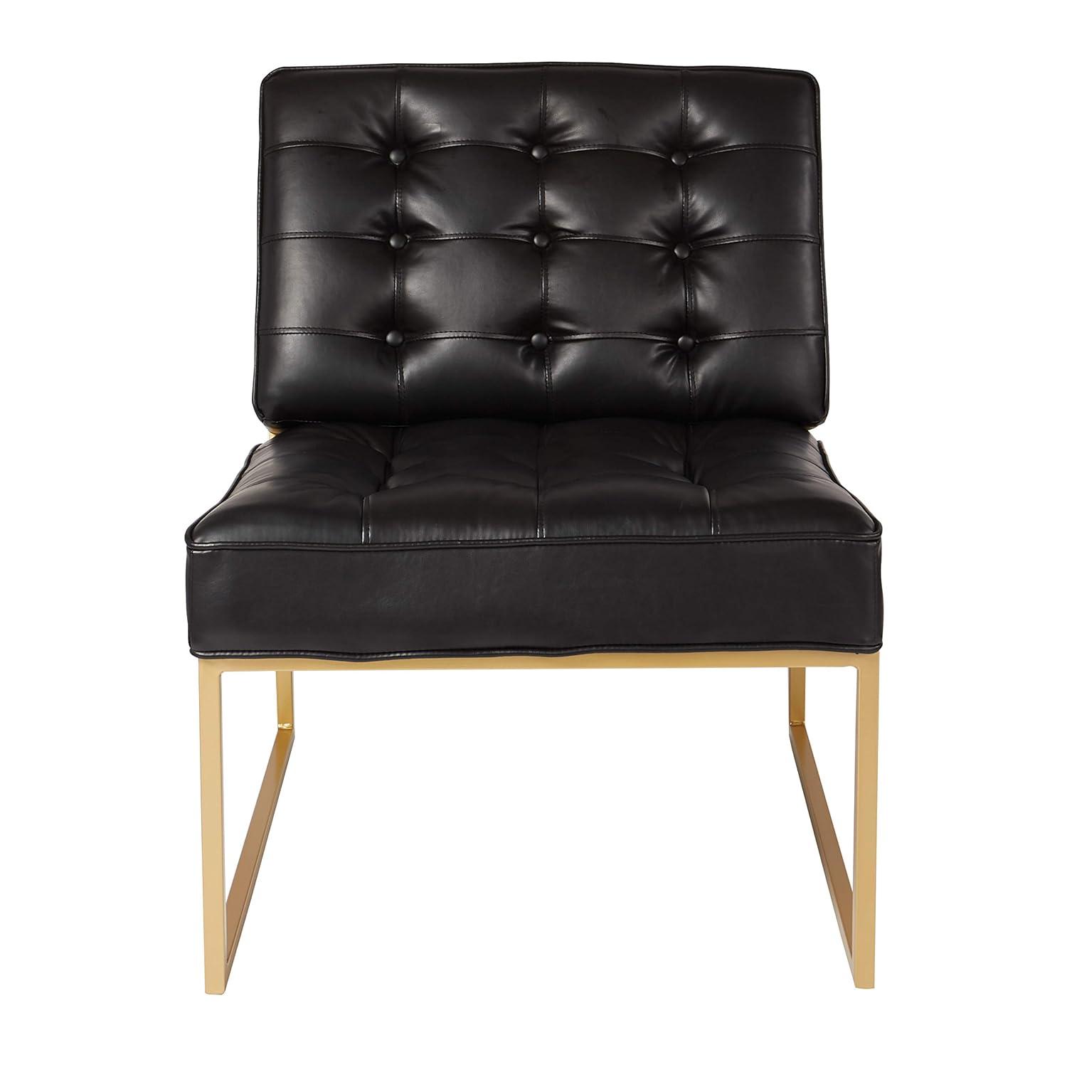 OSP Home Furnishings Anthony Chair in Black Faux Leather with Coated Gold Frame