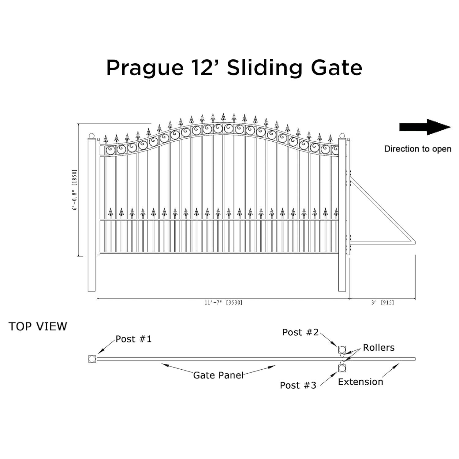 ALEKO Prague Black Metal Gate