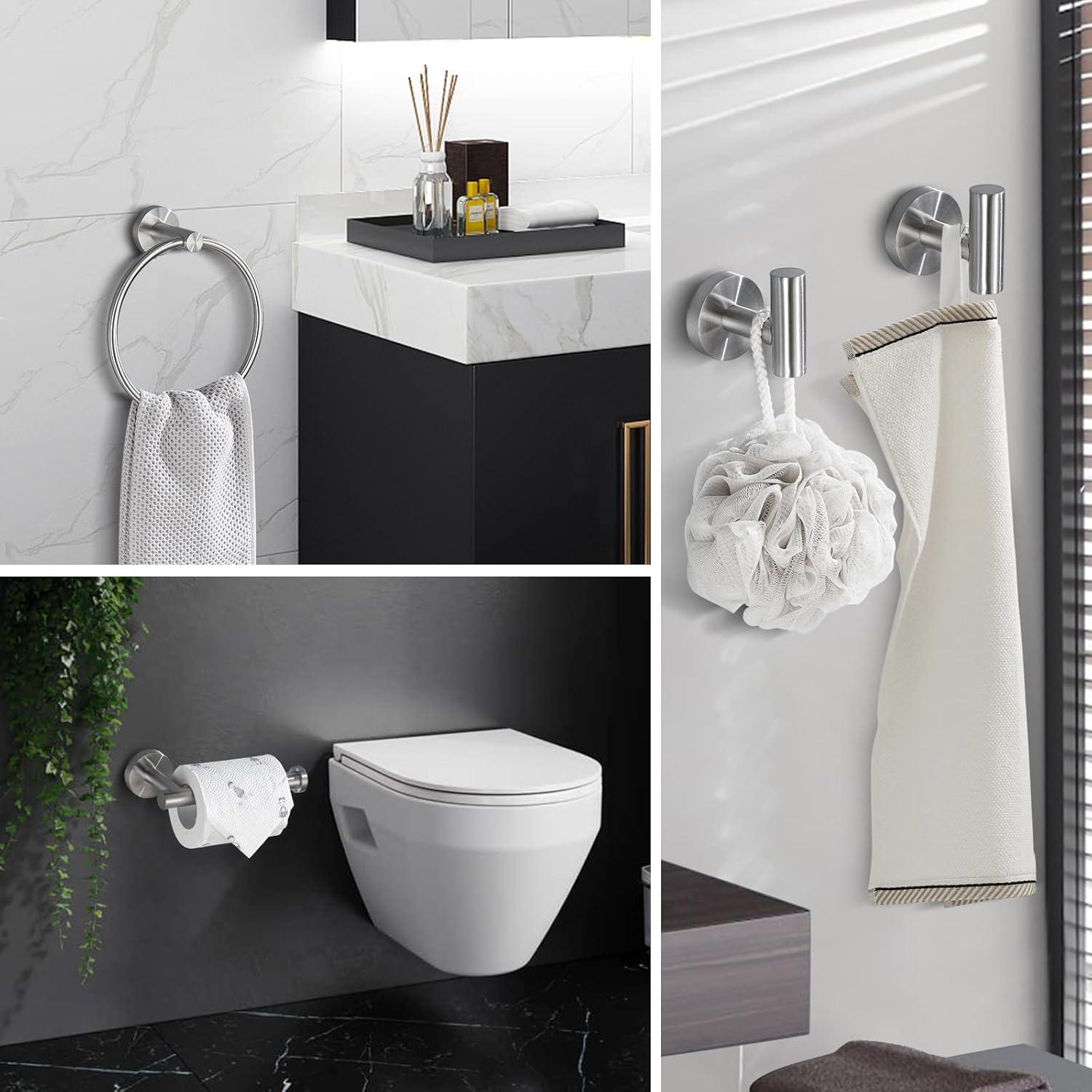 Brushed Stainless Steel Wall-Mounted Bathroom Hardware Set