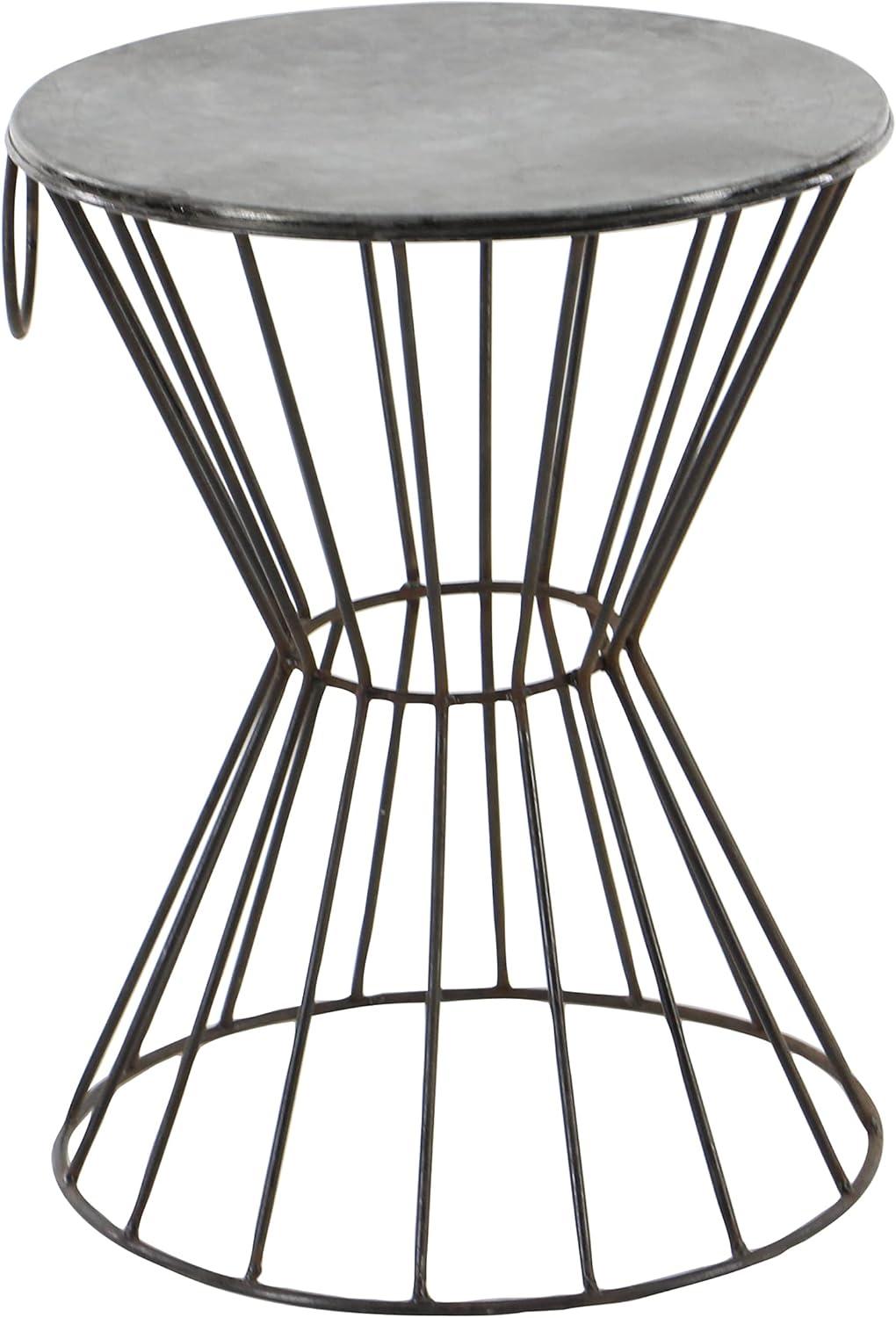 Metal Stool Patio Accent Table - Olivia & May: Round Iron Frame, No Assembly, Fade-Resistant