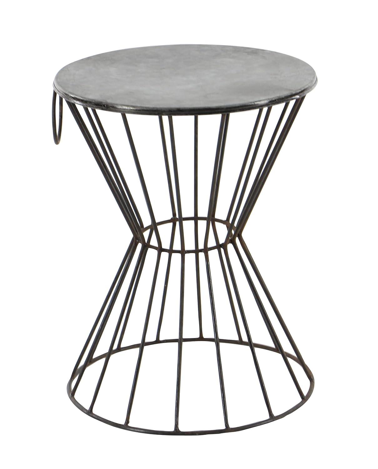 Metal Stool Patio Accent Table - Olivia & May: Round Iron Frame, No Assembly, Fade-Resistant