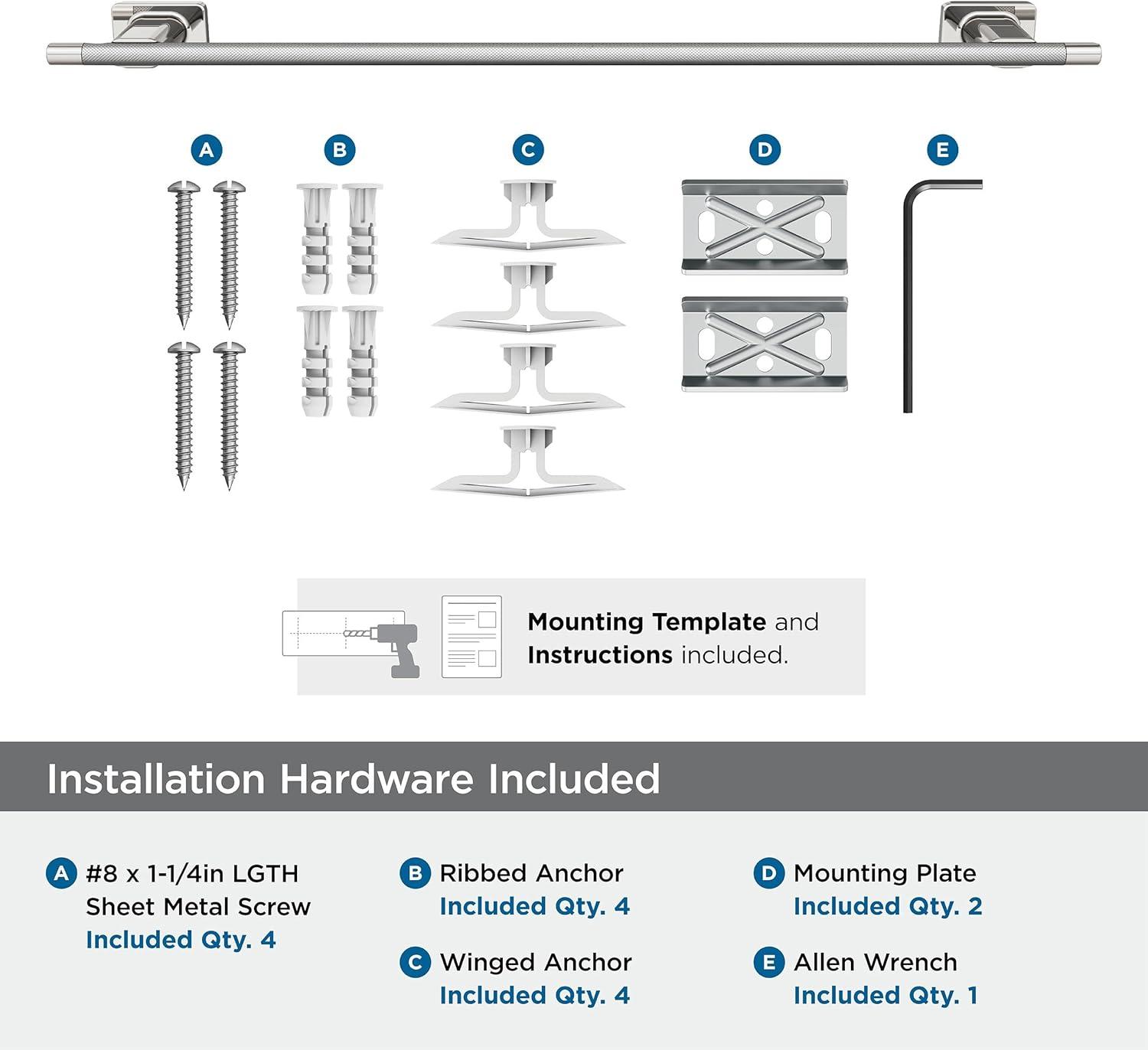 Amerock Esquire Polished Nickel/Stainless Steel 24 inch (610mm) Towel Bar