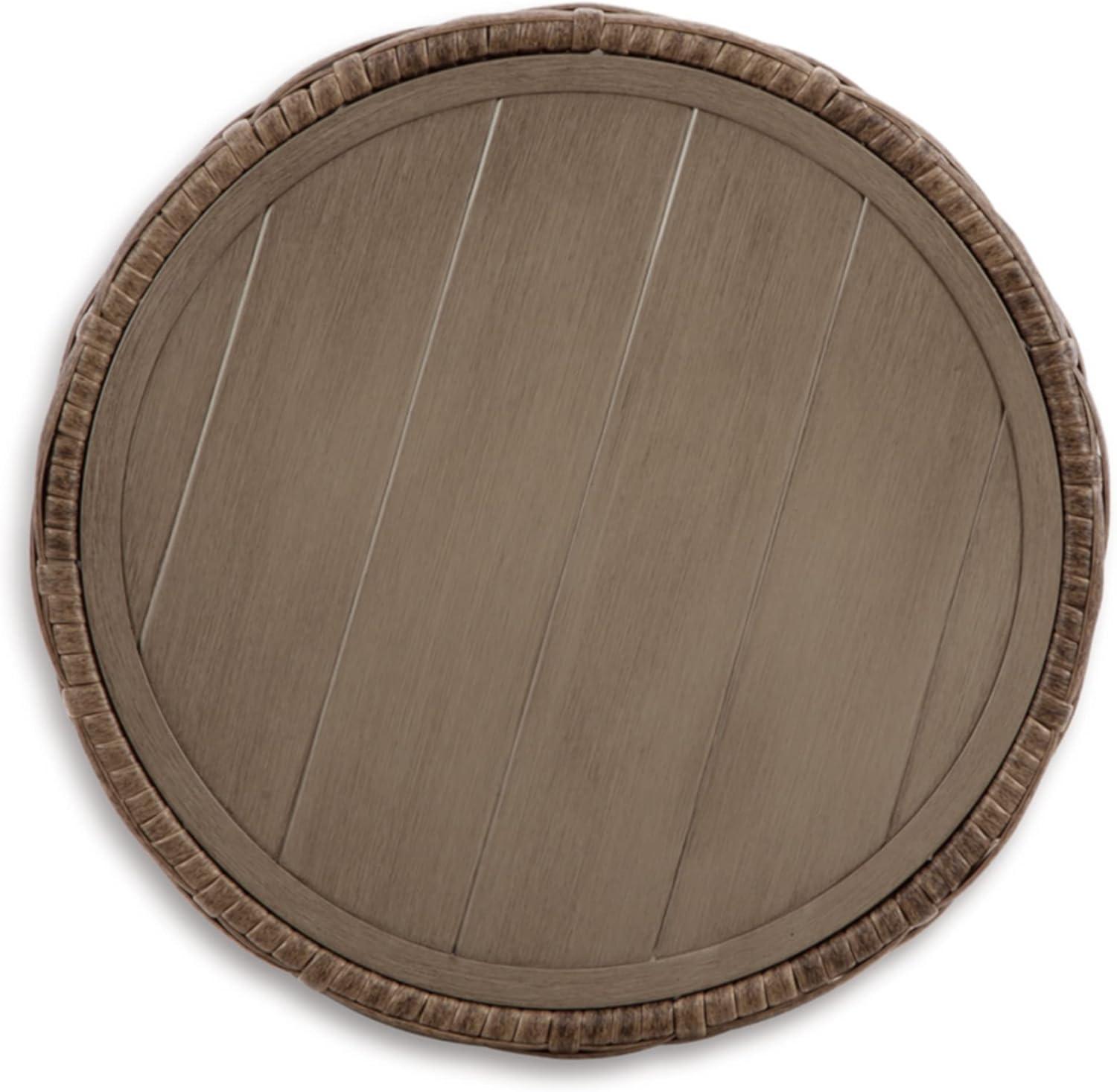 Signature Design by Ashley Sandy Bloom Casual Outdoor End Table, Light Brown