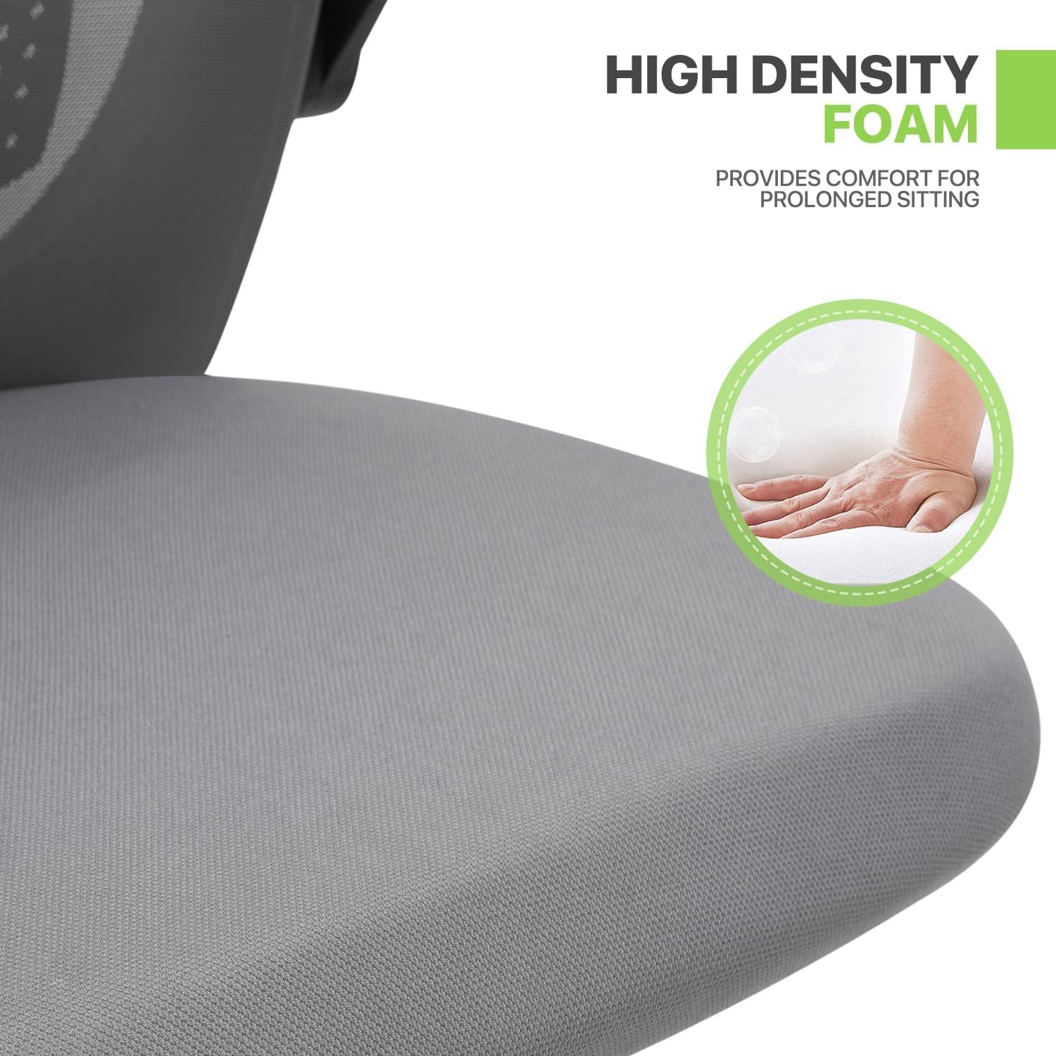 Magshion Set of 2 Ergonomic Office Chair, Computer Desk Seat with Lumbar Support & Flip-Up Arms for Home Office, Grey