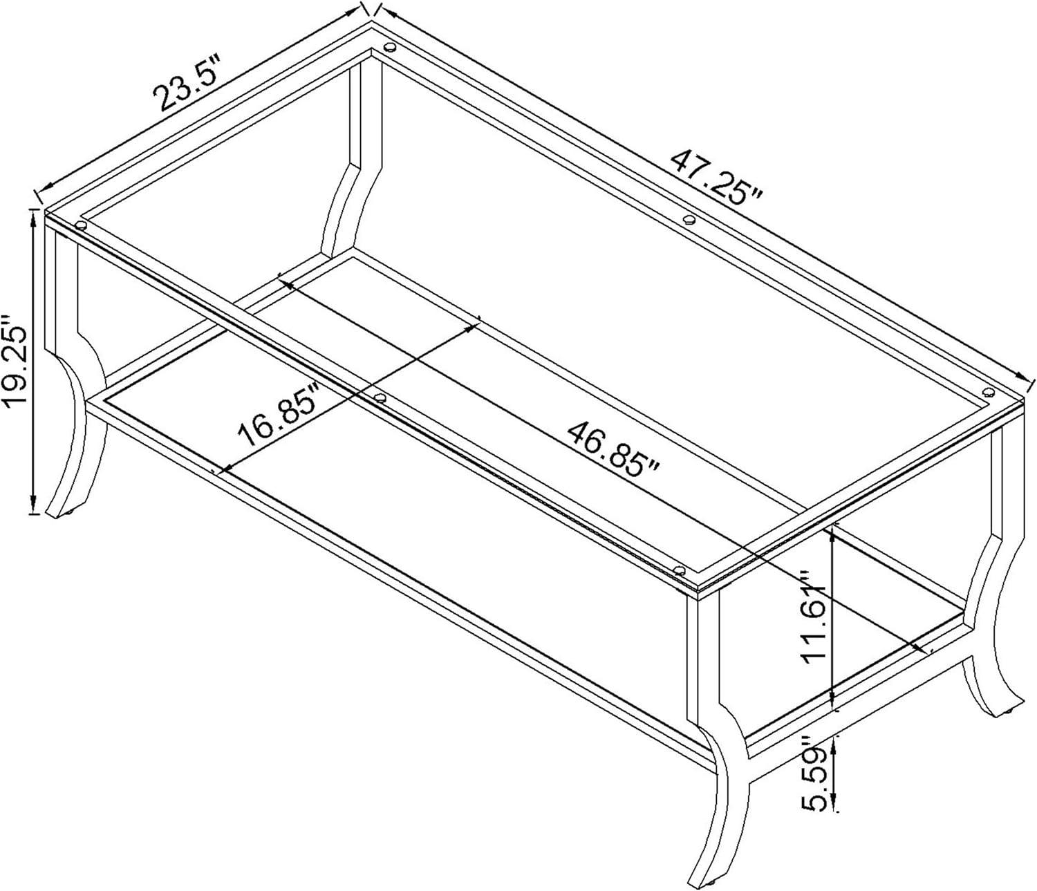 Coaster Contemporary Glass Top Rectangular Coffee Table in Clear