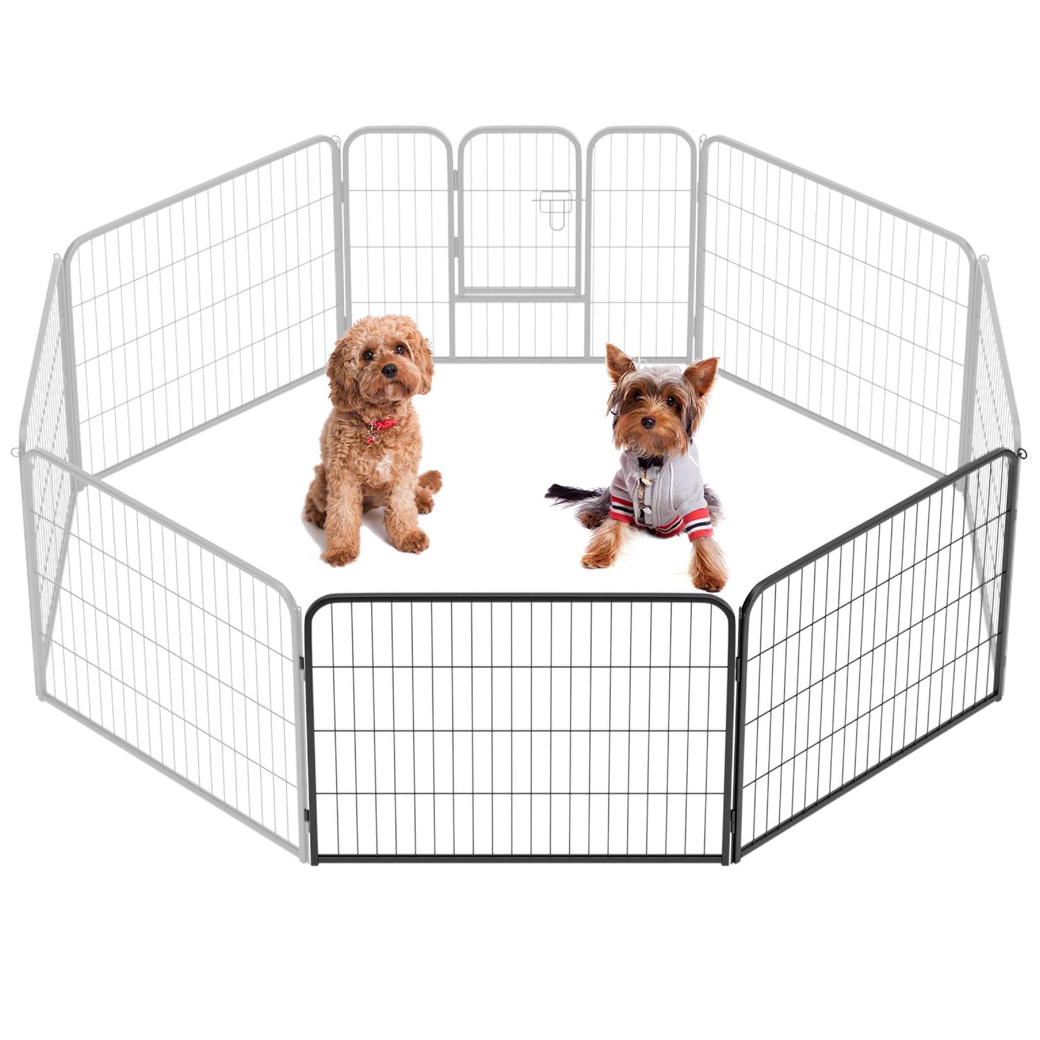 FDW Dog Playpen Indoor 2 Panels Dog Pen For Medium And Large Dogs, Exercise Pen Pet Dog Fence With Doors Pet Puppy Playpen For RV Camping Yard, Black