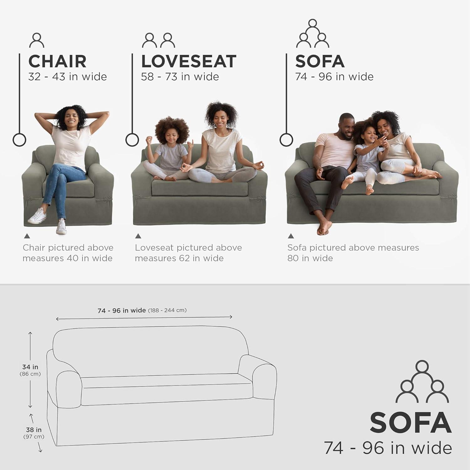 Zenna Home Pixel 2-Piece Stretch Sofa Furniture Slipcover, Dark Olive Green