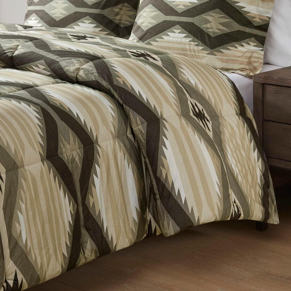 Woolrich Full/Queen Down Alternative Comforter Set with Decor Pillow 4-Piece Ultra Soft Southwestern Bedding Set, Brown Southwestern print