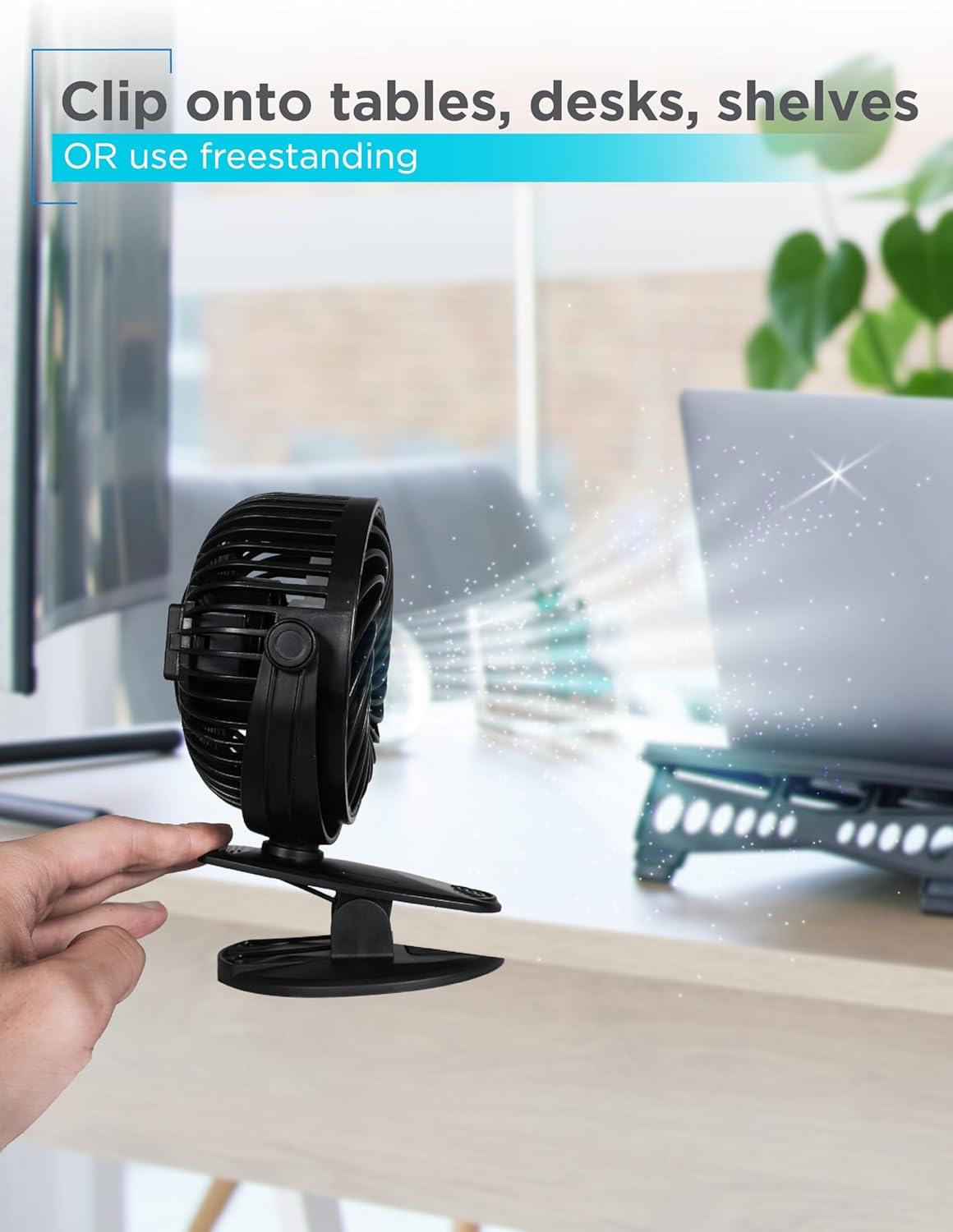 Black Adjustable 3-Speed Clip and Standing Fan Set