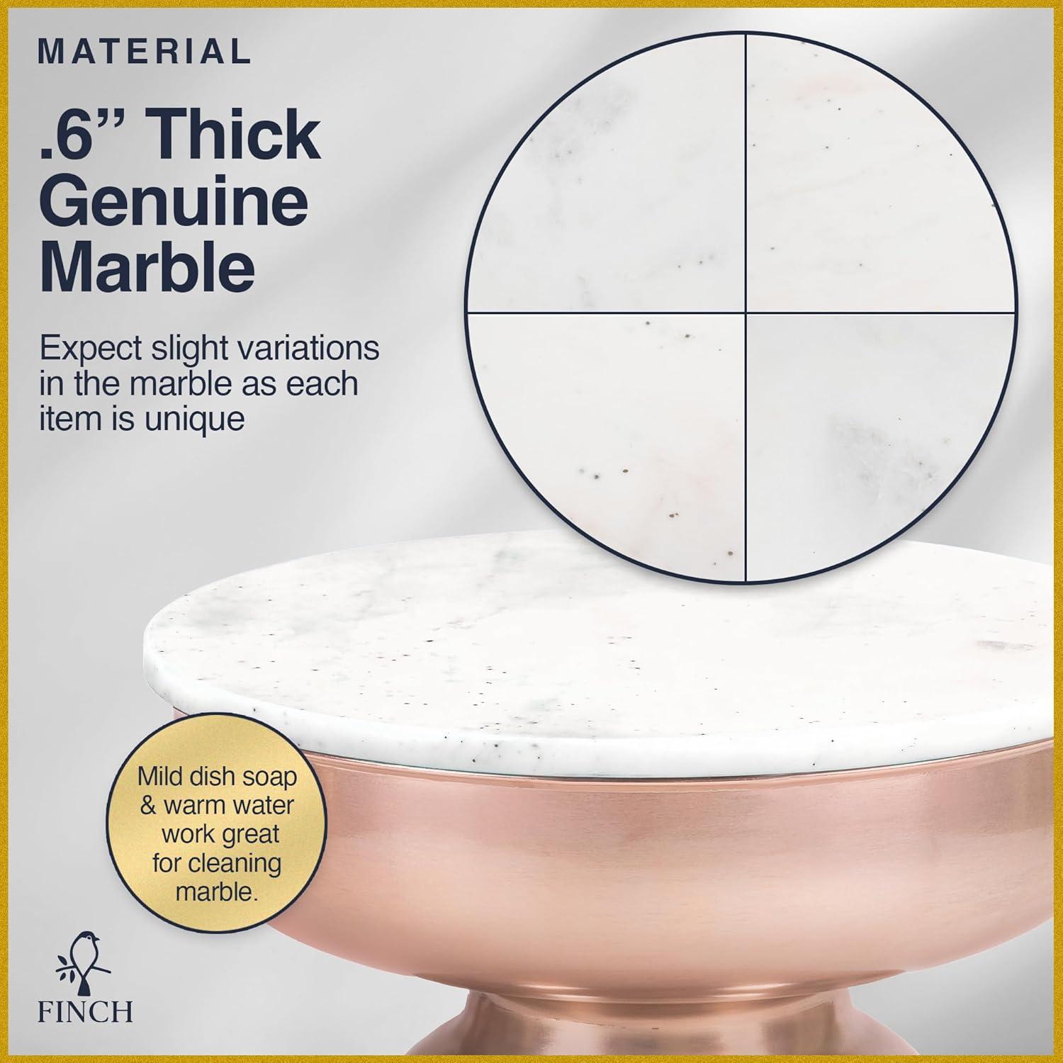 Finch Adler Metal Accent Side Table 16 Hourglass Shape Ivory White Rose Gold