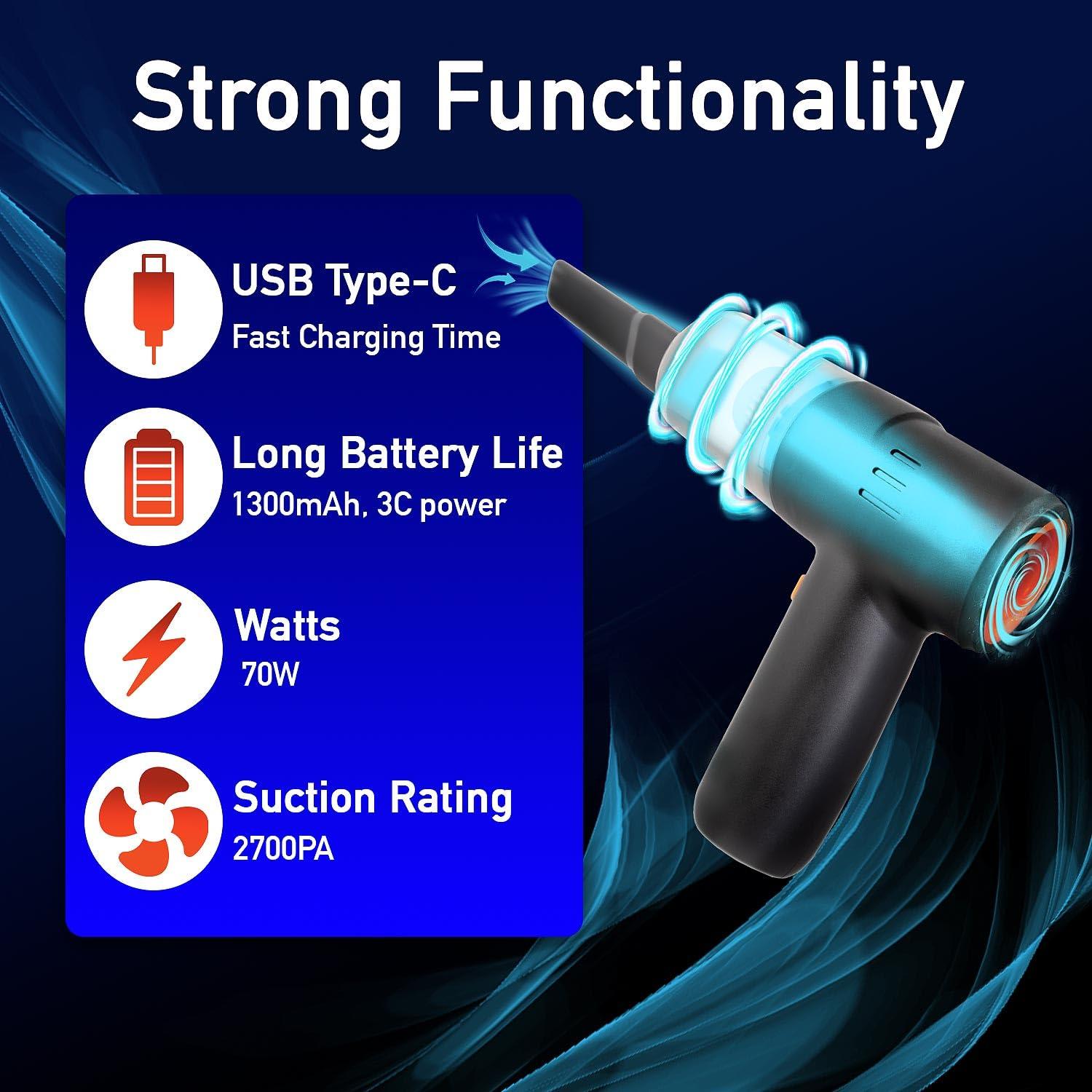 Pocket Vac Rechargeable Handheld Vacuum with Accessories - New - Cordless - Portable - As Seen on TV