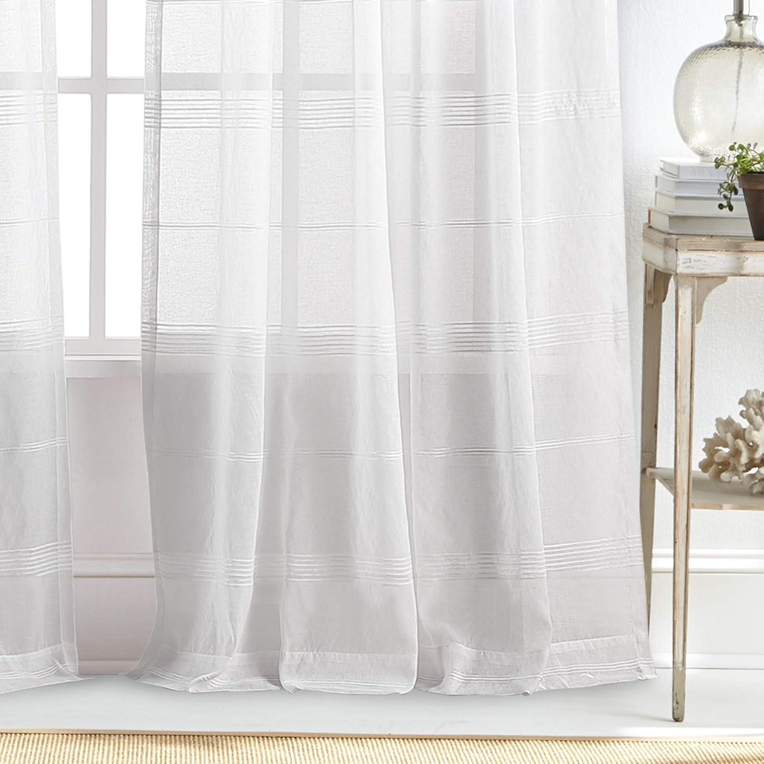 Delicate Striped Rod Pocket Curtain Panels