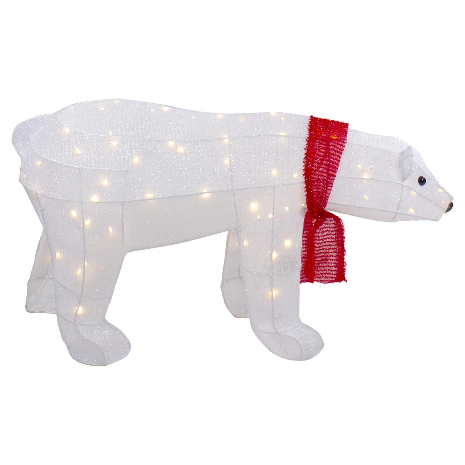 Northlight Seasonal 32" LED Lighted Tinsel Polar Bear Outdoor Christmas Decoration