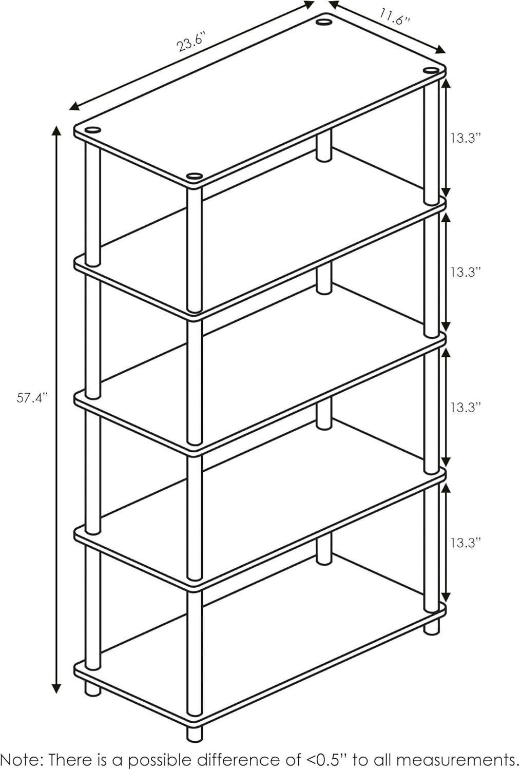 Americano and Black Adjustable 5-Tier Multipurpose Shelf