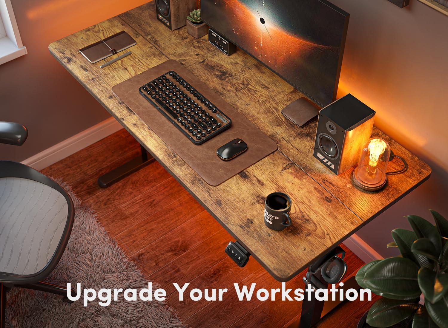 edx Electric Standing Desk, Height Adjustable Desk, 55 x 24 Inches Ergonomic Stand up Desk with Memory Preset and T-Shaped Metal Bracket for Home Office
