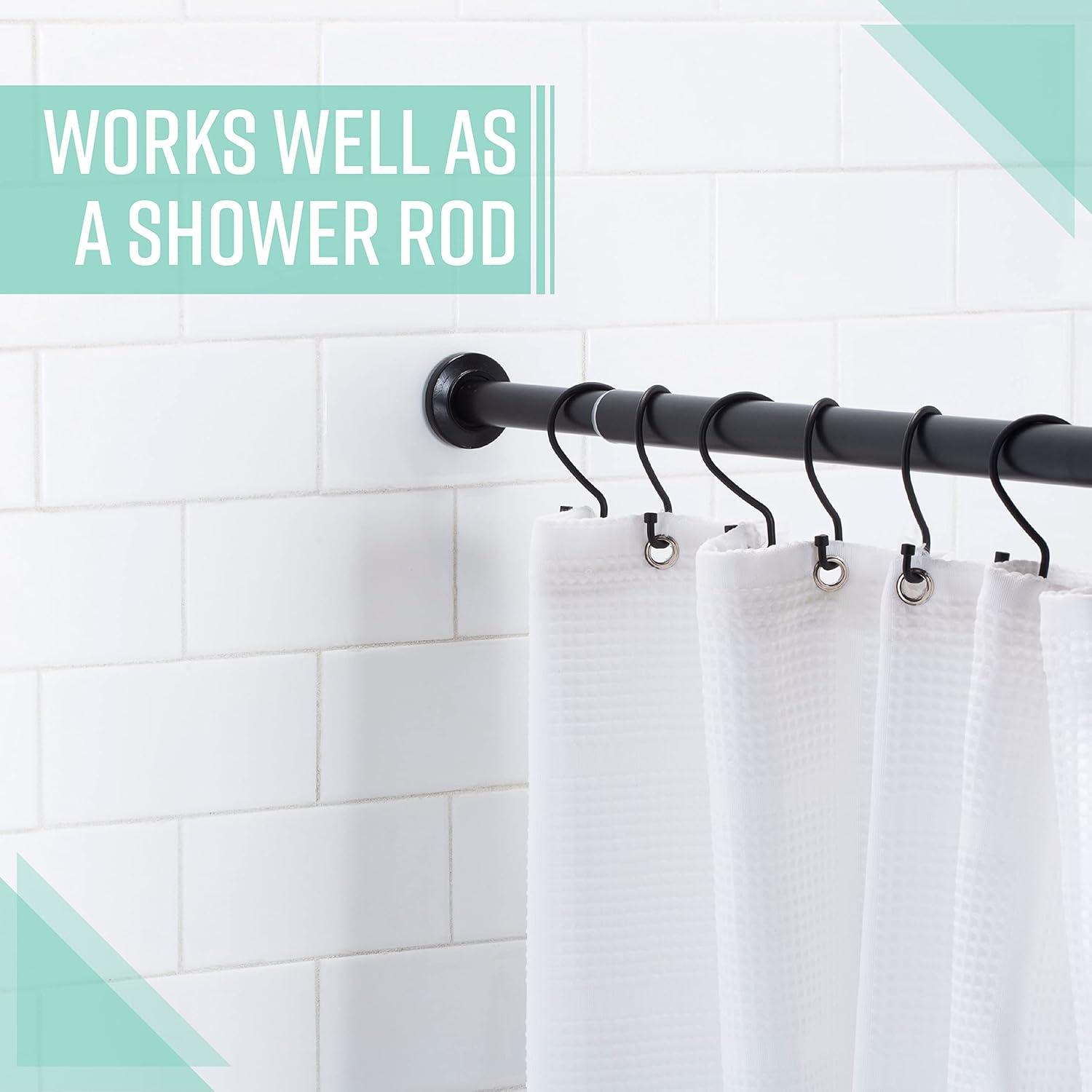 Home Details 24"-42" Adjustable Tension Curtain Rod in Matte Black