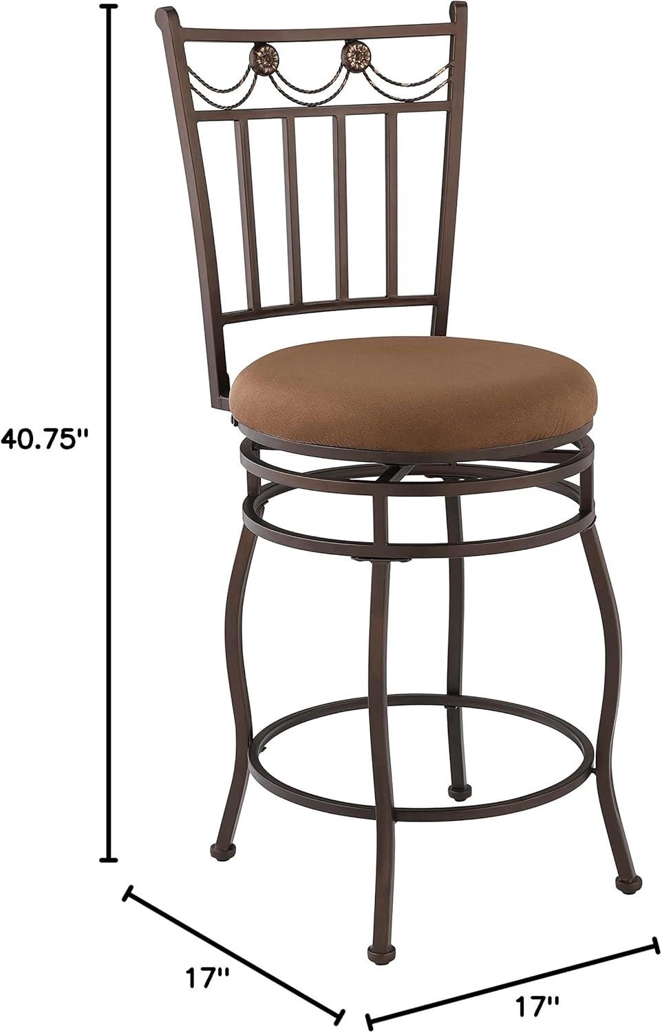 Linon Swag Counter Stool, Brown, 24 inch Seat Height