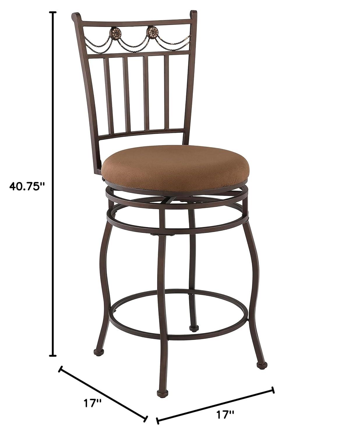 Linon Swag Counter Stool, Brown, 24 inch Seat Height