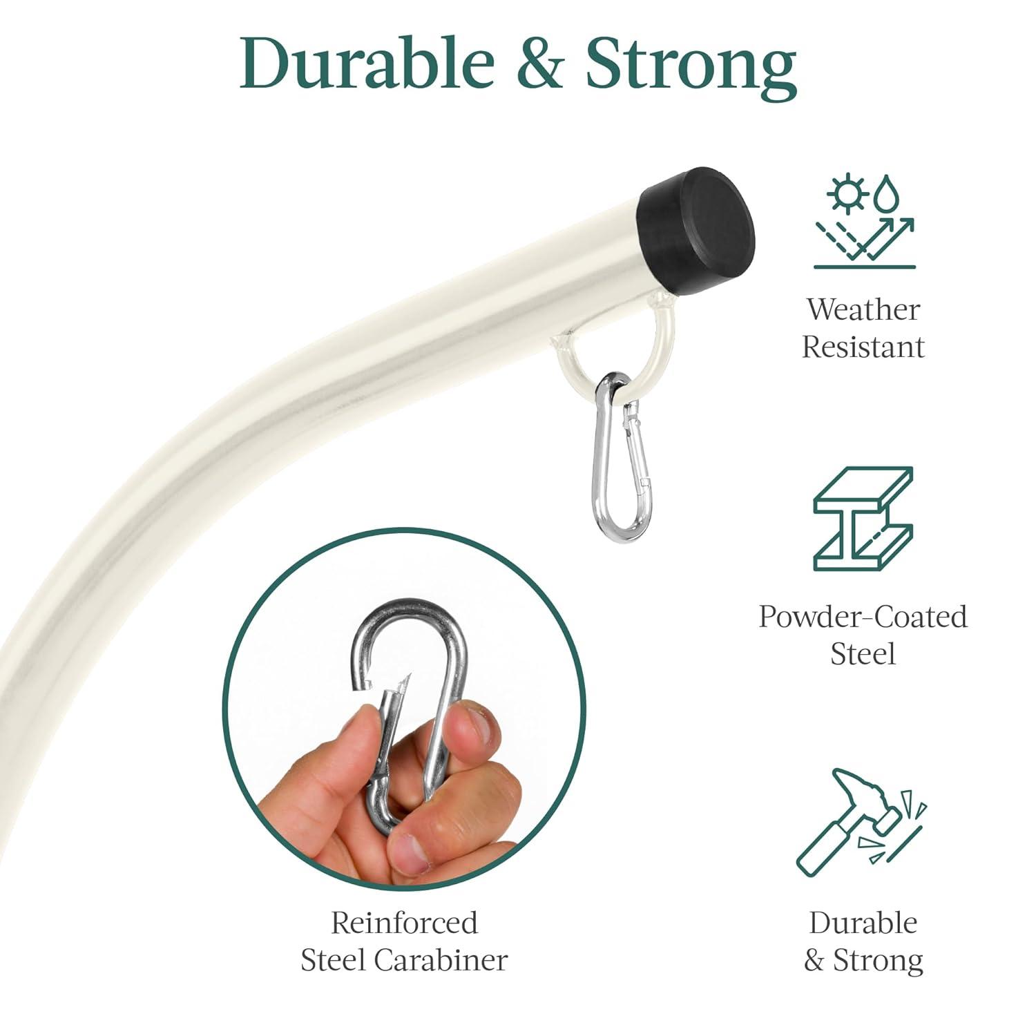 Best Choice Products Metal Hanging Hammock C-Stand for Chair/ Weather-Resistant Finish, Offset Base - Stand Only - Beige