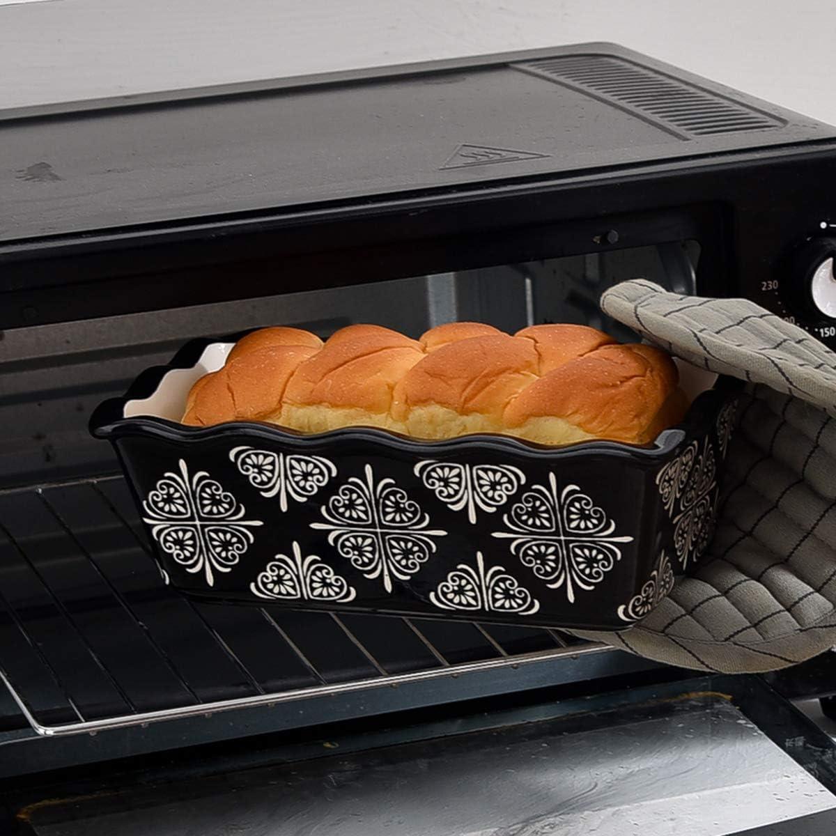 Black and White Rectangular Ceramic Nonstick Bread Pan