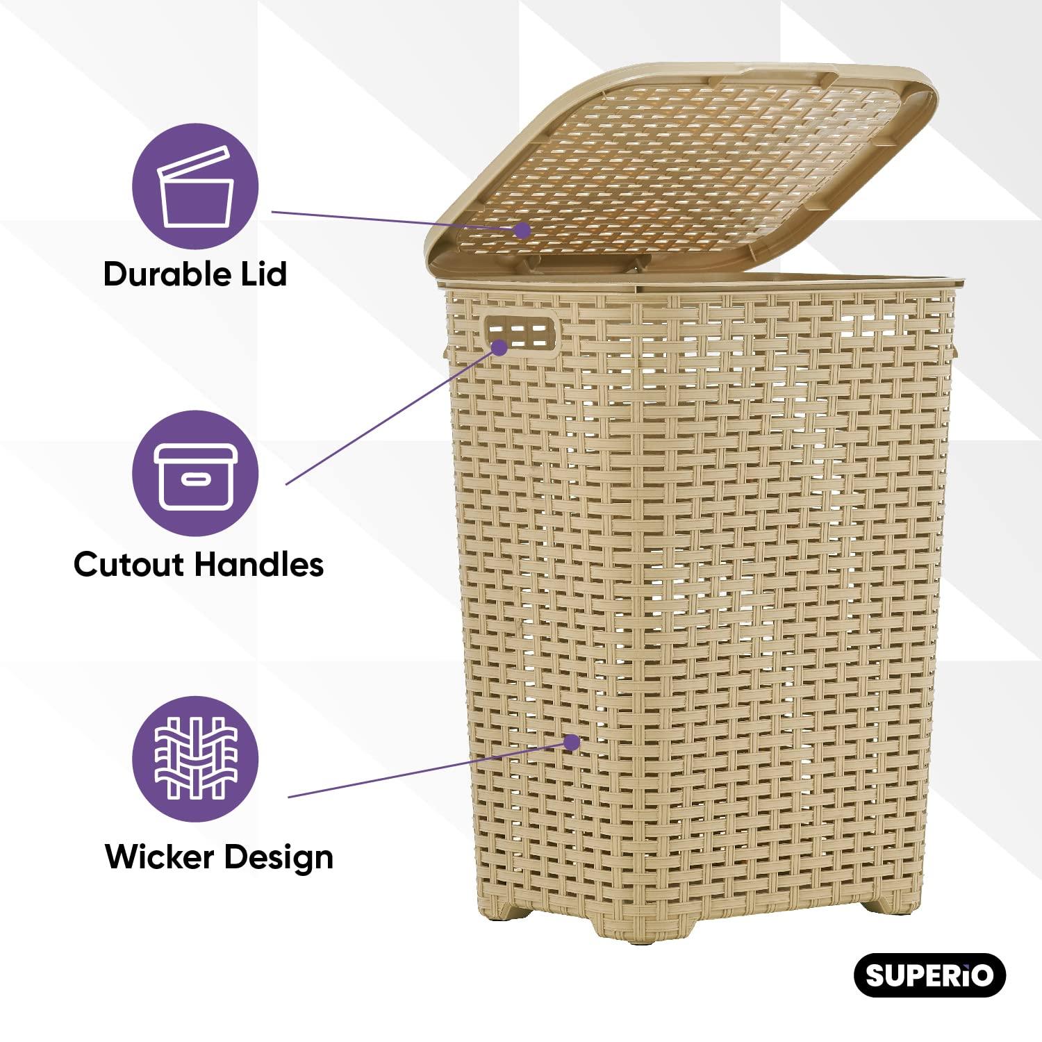 Rebrilliant Plastic Laundry Hamper with Handles