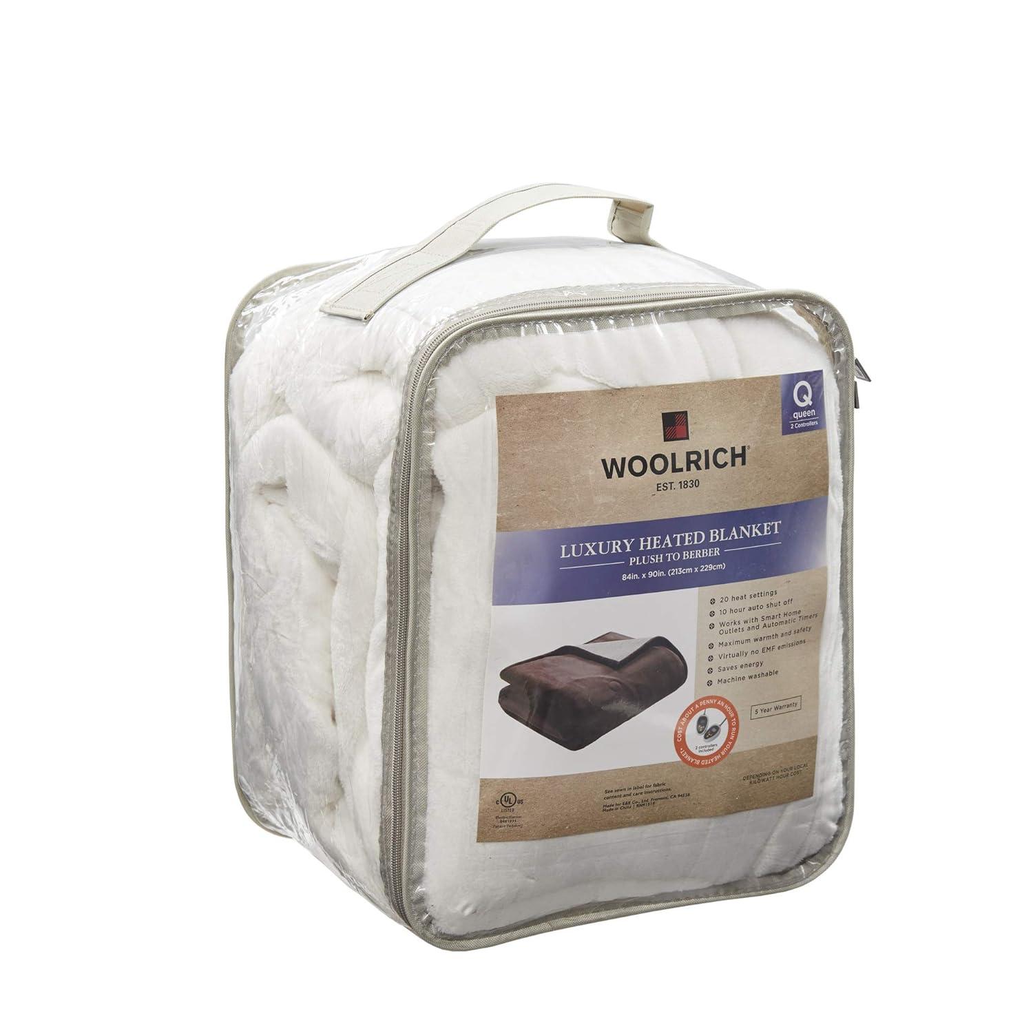 Woolrich Woolrich Heated Plush to Berber Sapphire Blue Blanket Queen