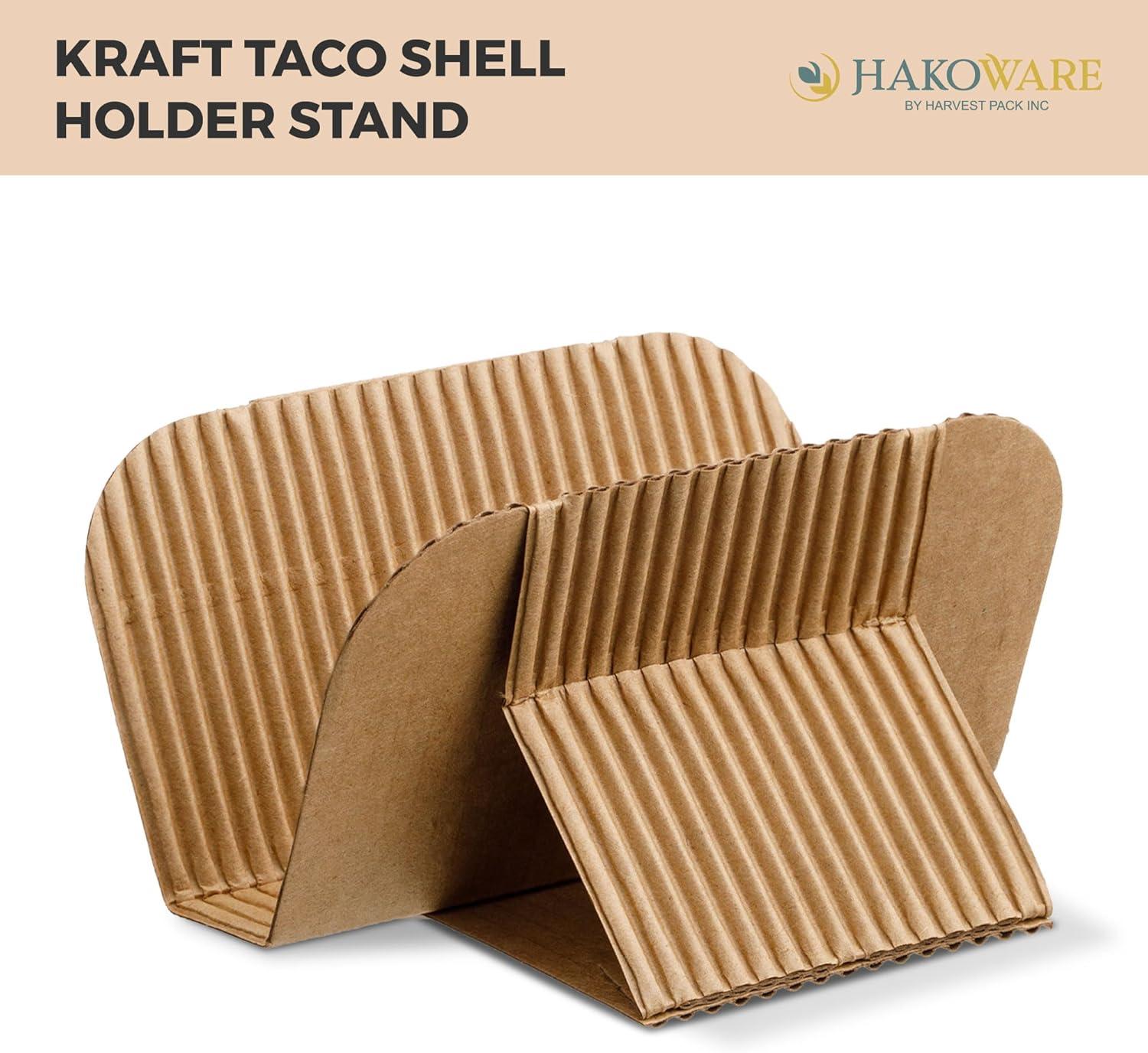 Hakoware Disposable Kraft Paper Taco Holder Stand Serving Rack 200 Count