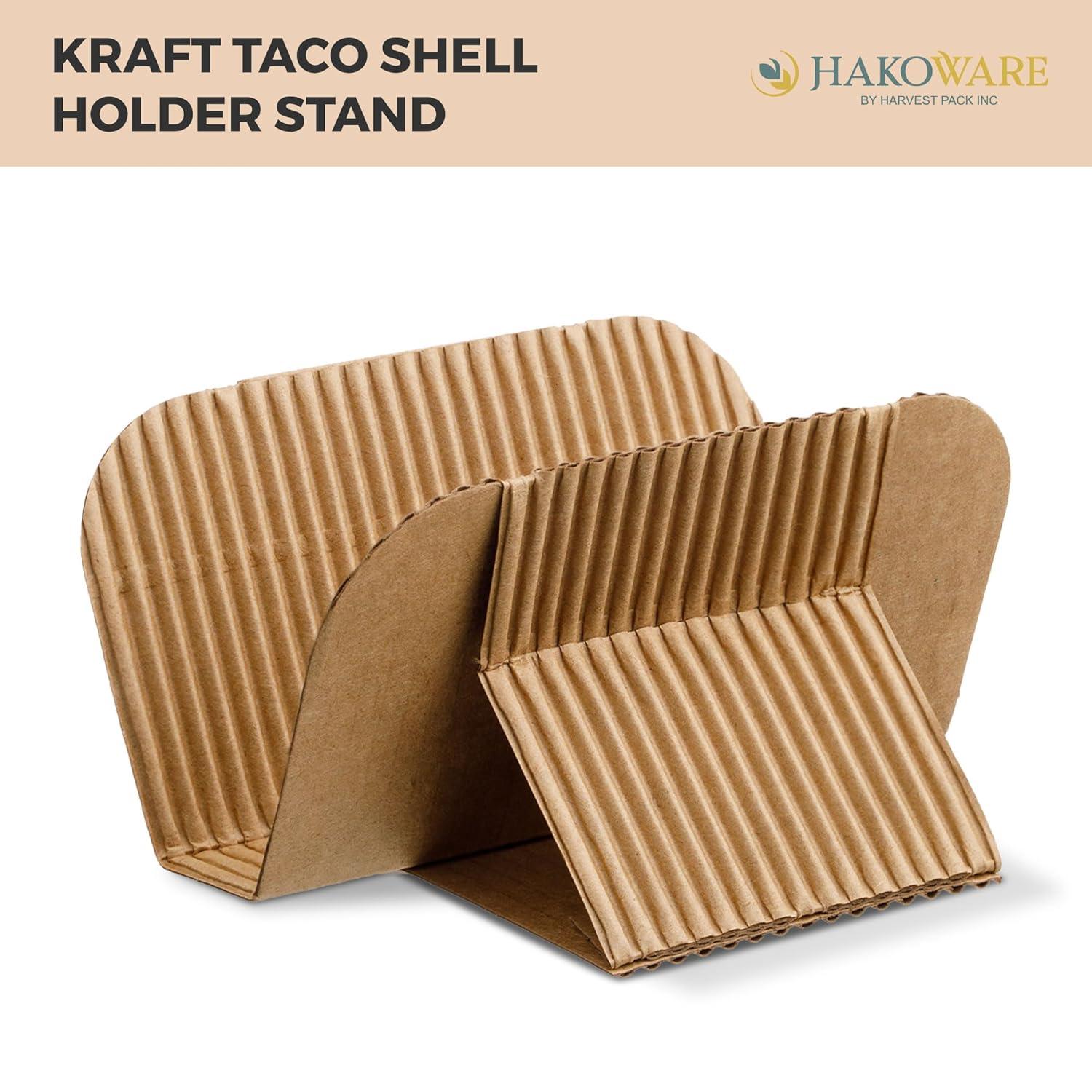 Hakoware Disposable Kraft Paper Taco Holder Stand Serving Rack 200 Count