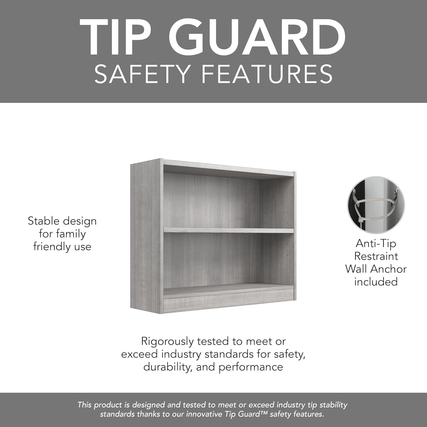 Universal Small 2 Shelf Bookcase in Platinum Gray - Engineered Wood