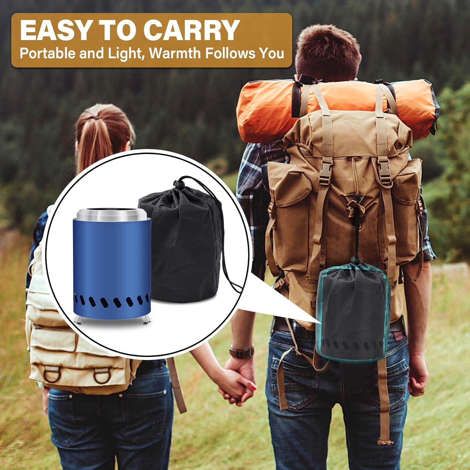 5.5inch Mini Fire Pit for Table, Small Tabletop Fire Pit , Outdoor Fire Pit Tabletop with Carry Bag,Stainless Steel, Blue