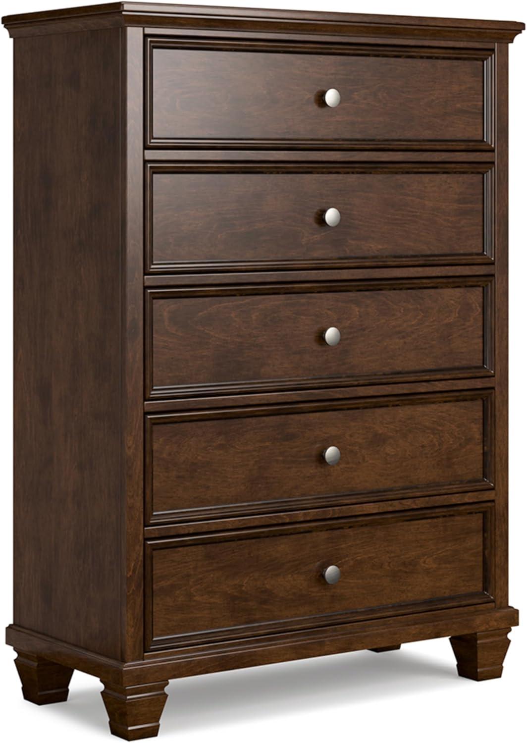 Danabrin Dark Brown 5-Drawer Chest with Dovetail Drawers