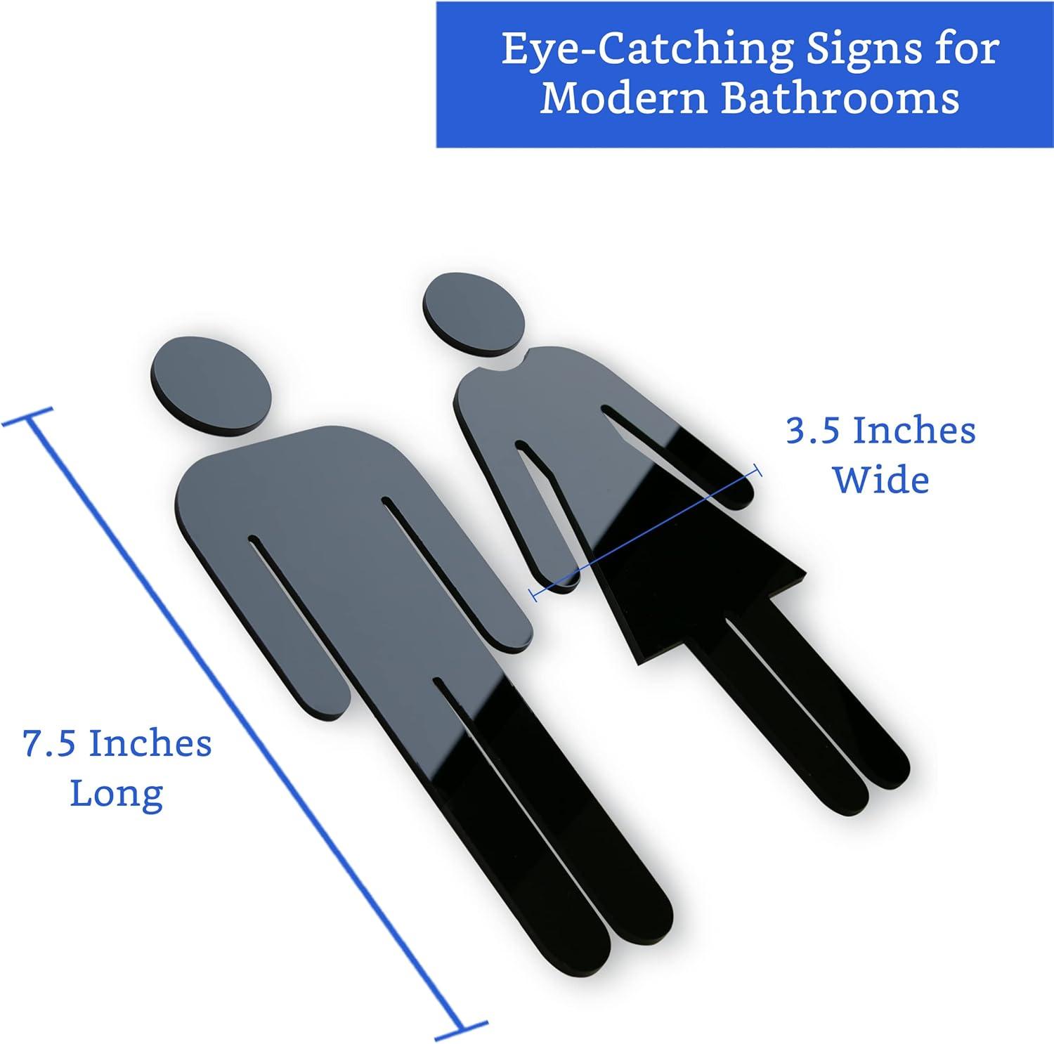 Uxcell Bathroom Sign, Acrylic Restroom Men's and Women's Gender Sign, Black 1 Set